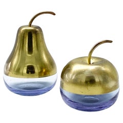 Vintage Joe Colombo for Arnolfo di Cambio Brass and Glass Apple and Pear, Italy 1960s