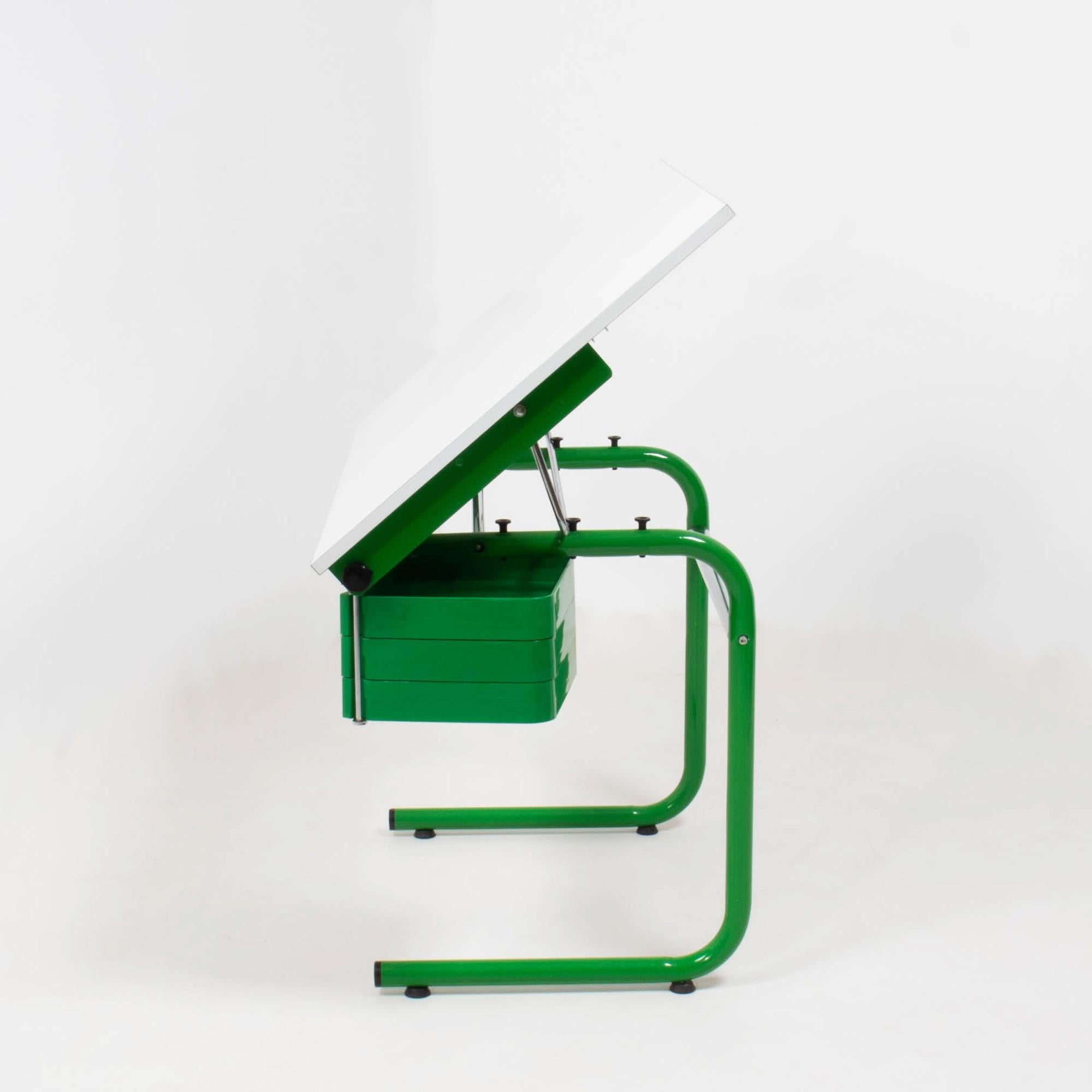 Late 20th Century Joe Colombo for Bieffeplast White and Green Desk, 1970s
