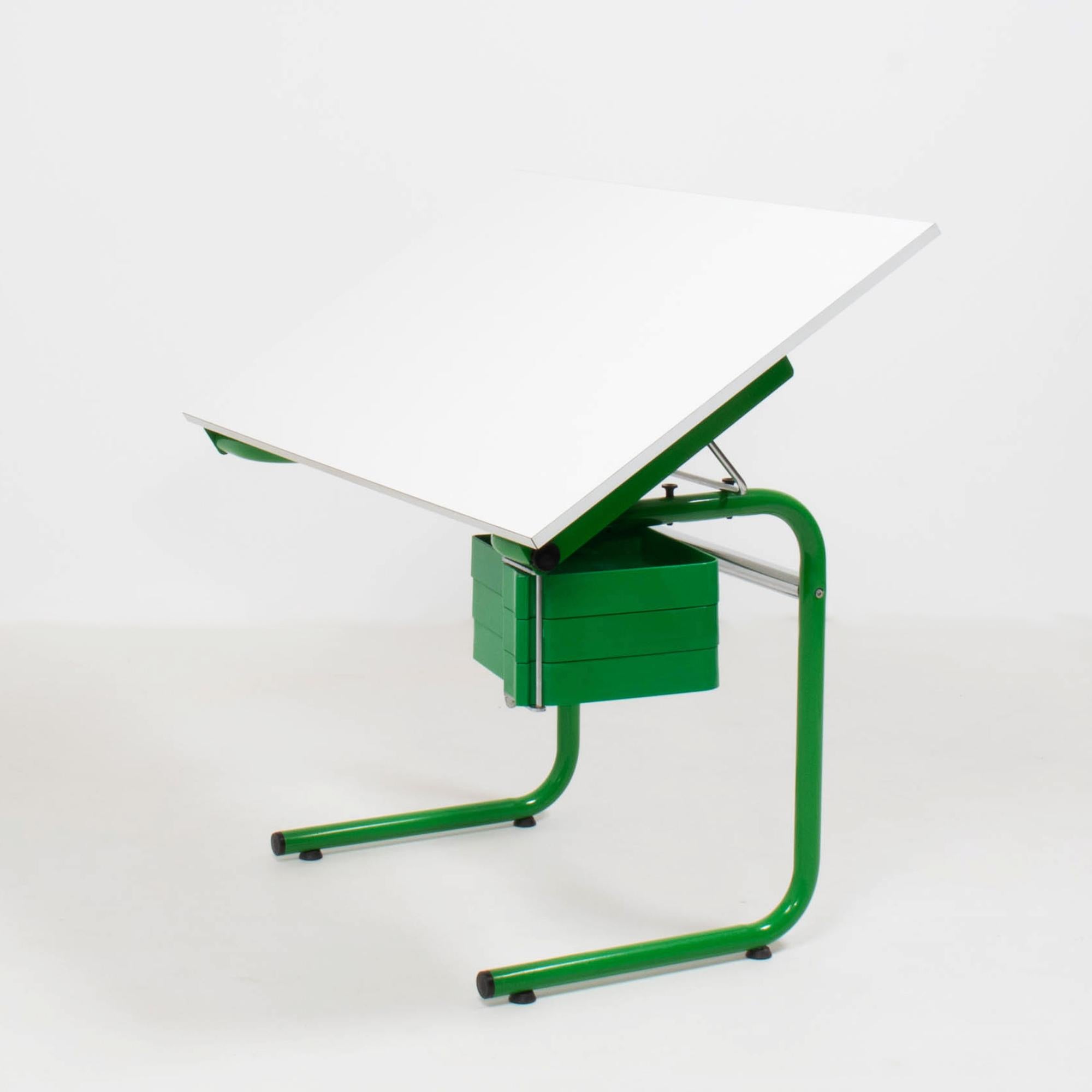 Laminate Joe Colombo for Bieffeplast White and Green Desk, 1970s