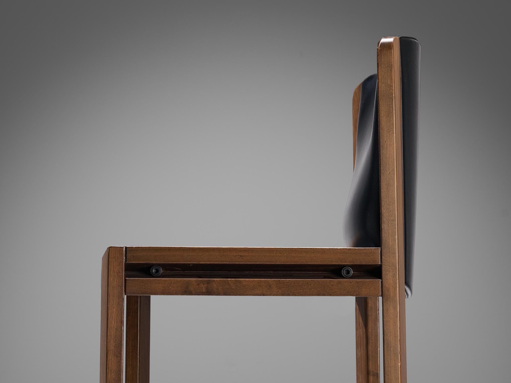 Mid-20th Century Joe Colombo for Pozzi '300' Dining Chair in Black Leatherette and Wood