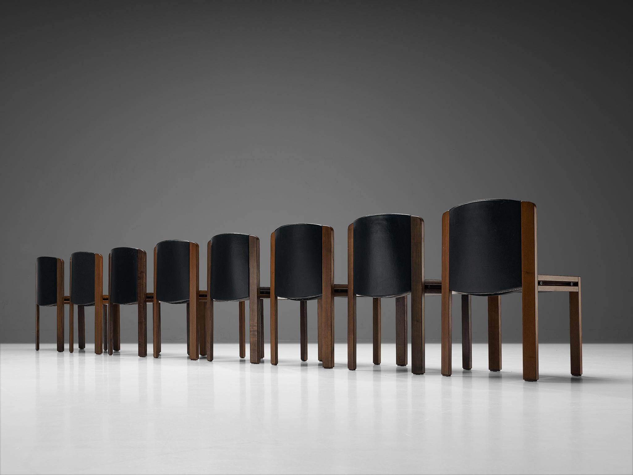 Joe Colombo for Pozzi Bicolor Set of Eight Dining Chairs in Ash 5