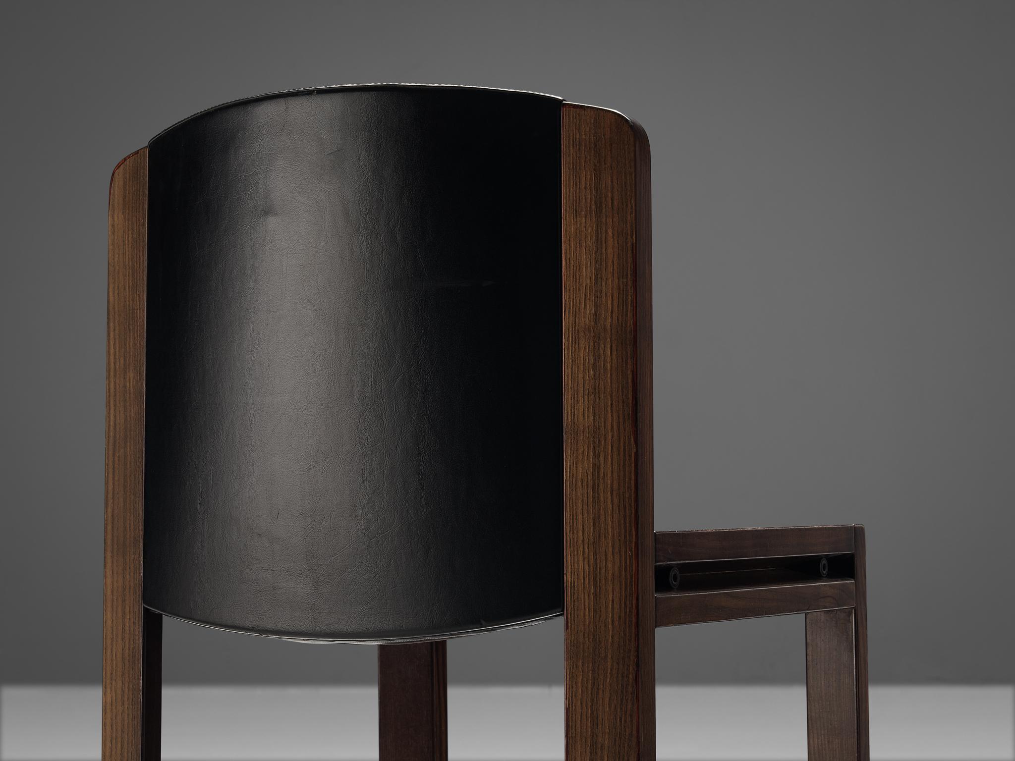 Italian Joe Colombo for Pozzi Bicolor Set of Eight Dining Chairs in Ash
