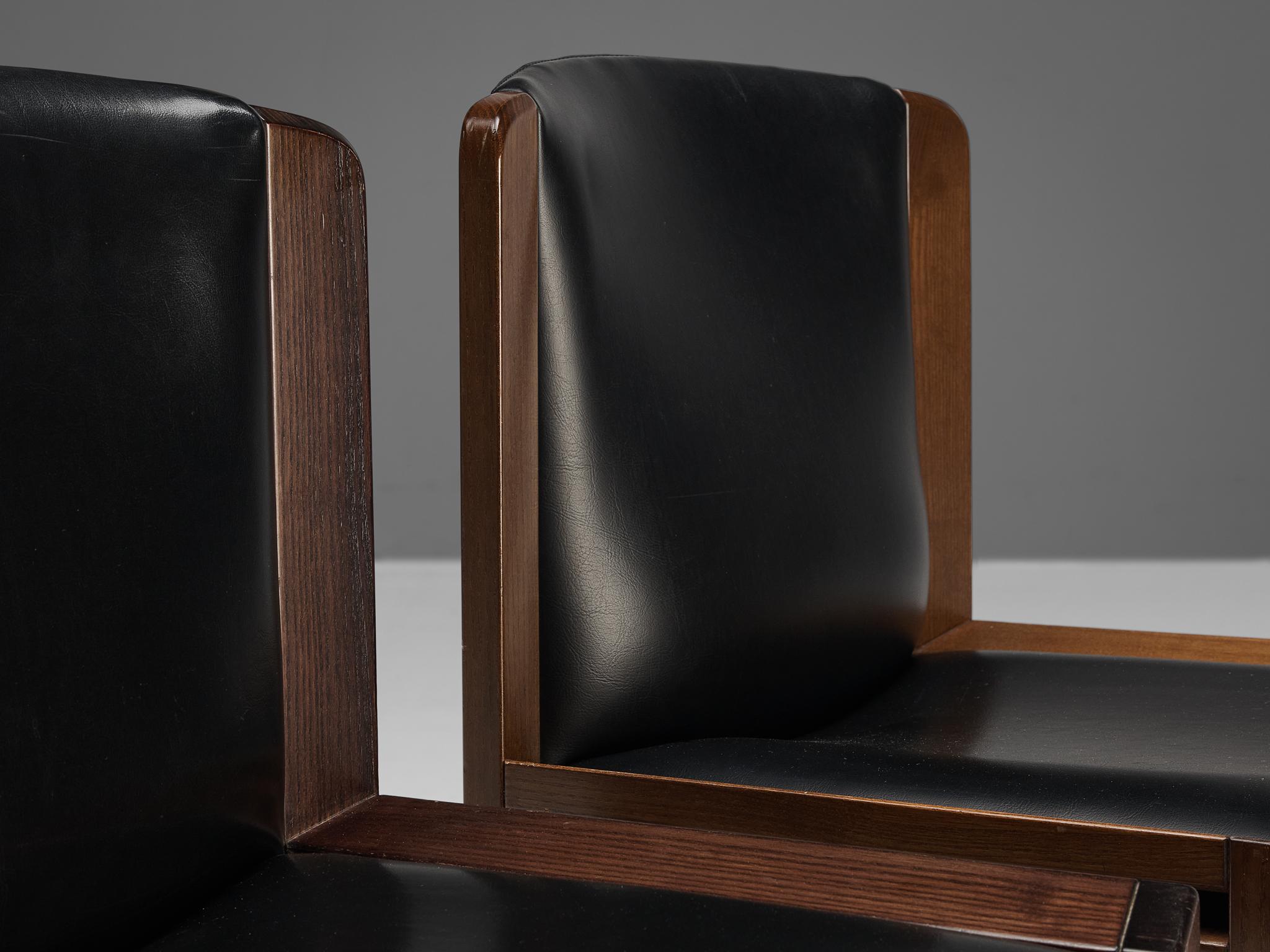 Mid-20th Century Joe Colombo for Pozzi Bicolor Set of Eight Dining Chairs in Ash