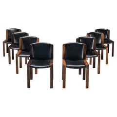 Joe Colombo for Pozzi Bicolor Set of Eight Dining Chairs in Ash 