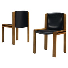 Joe Colombo for Pozzi Pair of '300' Dining Chairs in Black Leatherette