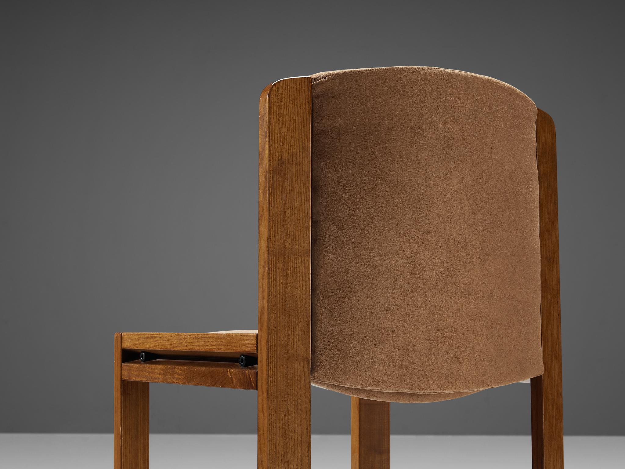 Mid-20th Century Joe Colombo for Pozzi Set of Eight Dining Chairs in Blue and Beige Upholstery