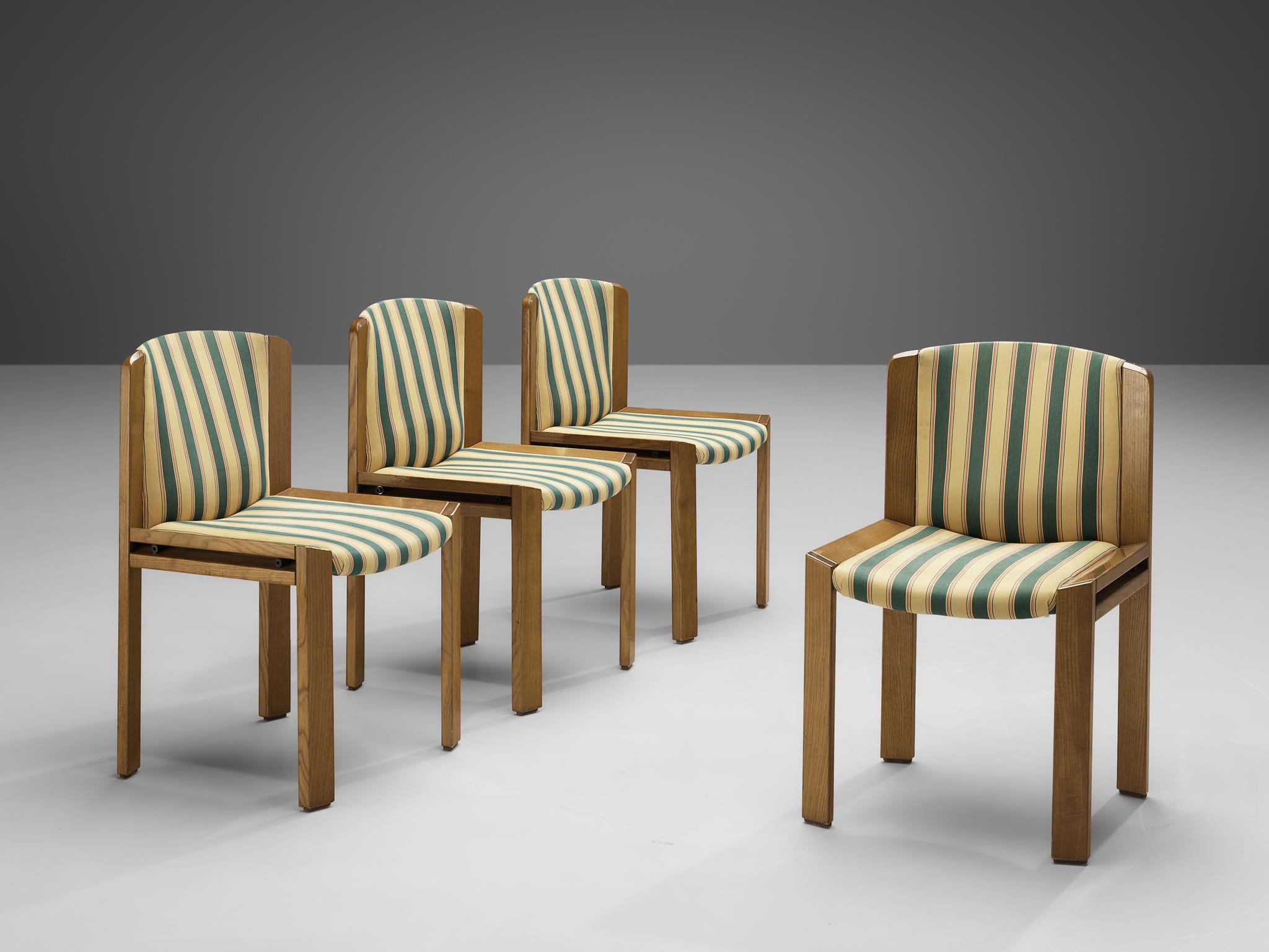 Joe Colombo for Pozzi, set of four dining chairs model '300', fabric, oak, Italy, 1966

Functionalist set of four dining chairs designed by Joe Colombo in 1966. Colombo's fascination with functionality meant he always focused on the user, which