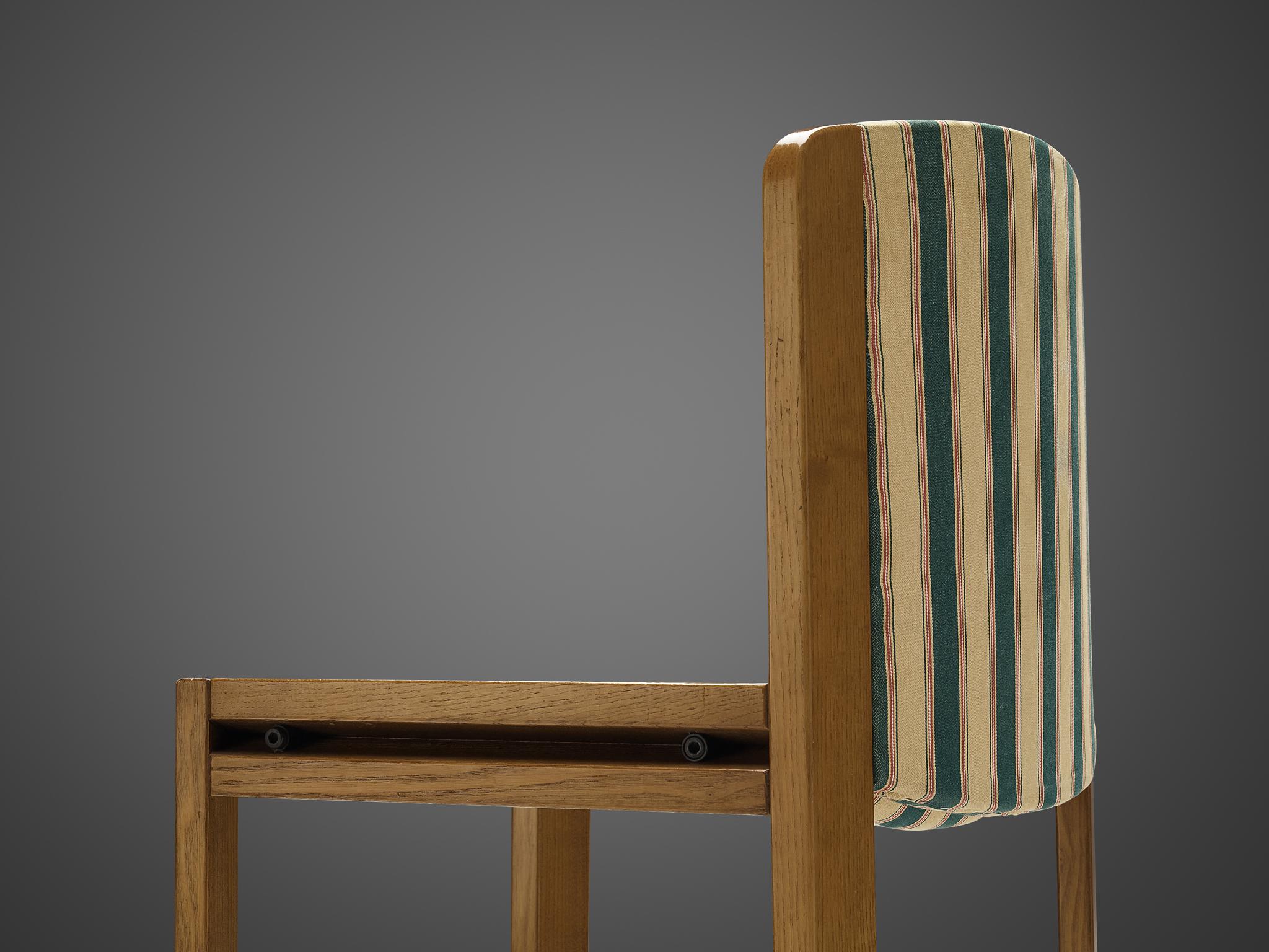 Italian Joe Colombo for Pozzi Set of Four '300' Dining Chairs in Striped Upholstery