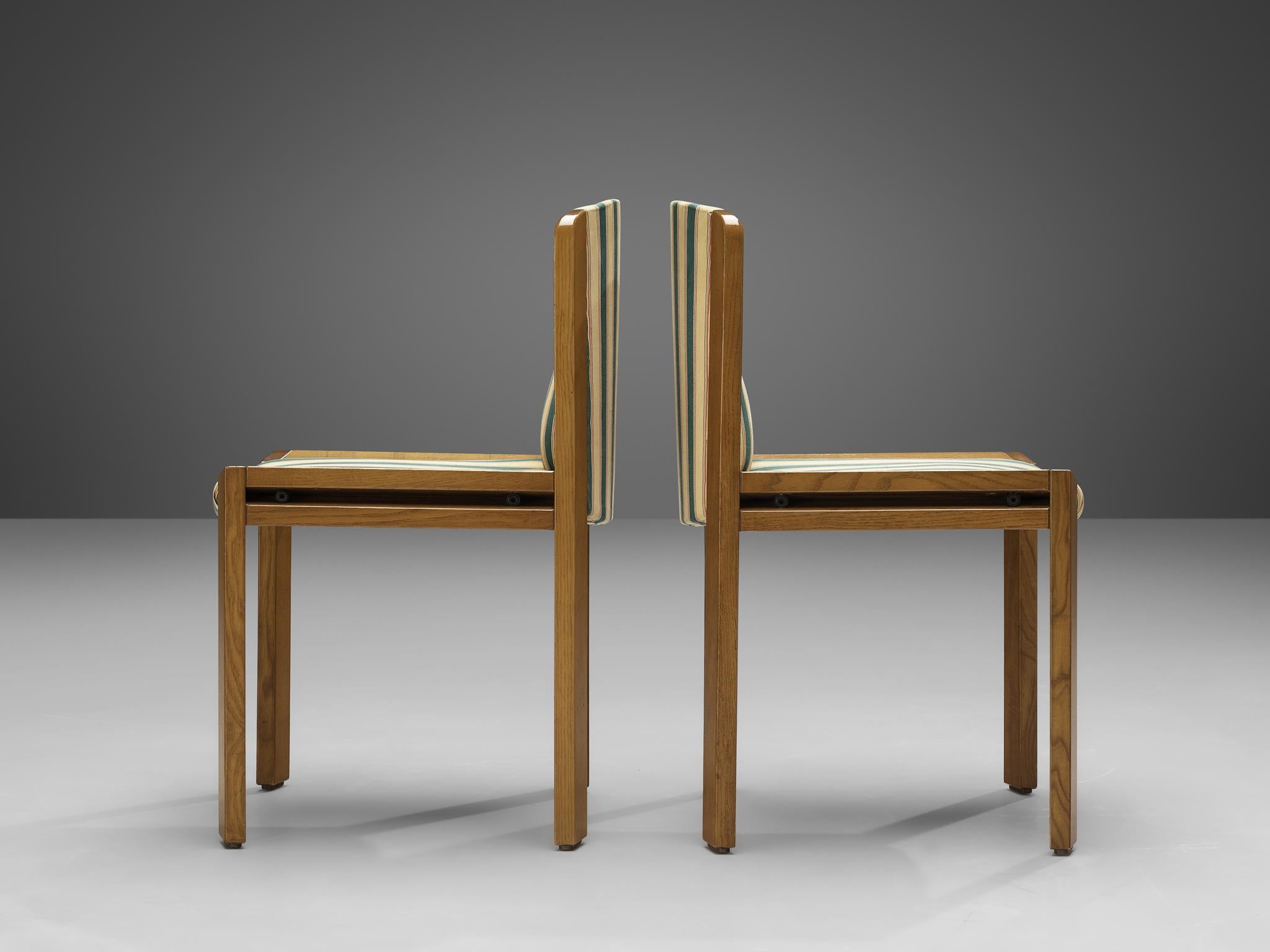 Joe Colombo for Pozzi Set of Four '300' Dining Chairs in Striped Upholstery In Good Condition In Waalwijk, NL