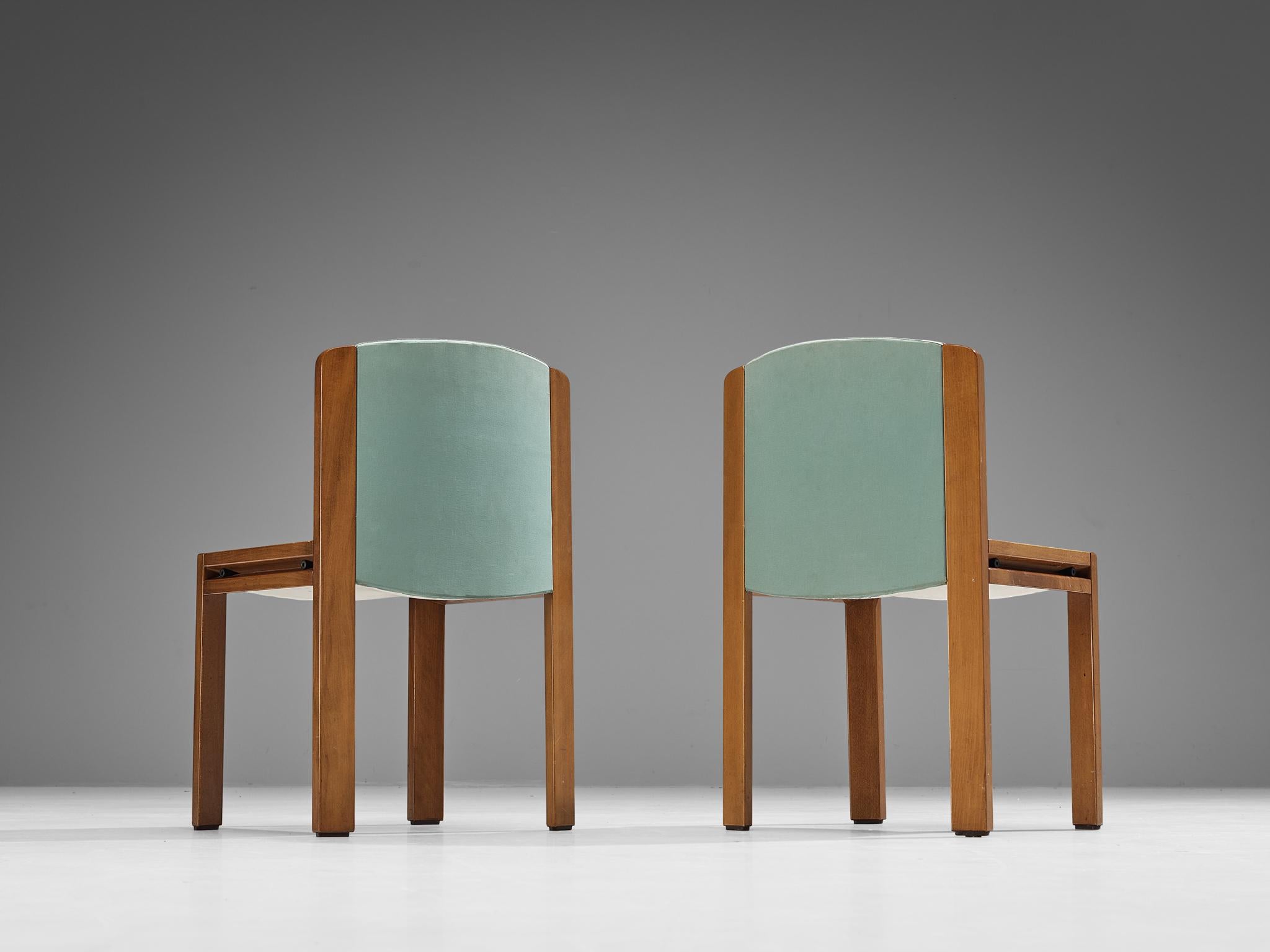 Joe Colombo for Pozzi Set of Six '300' Dining Chairs in Mint Green Fabric 3