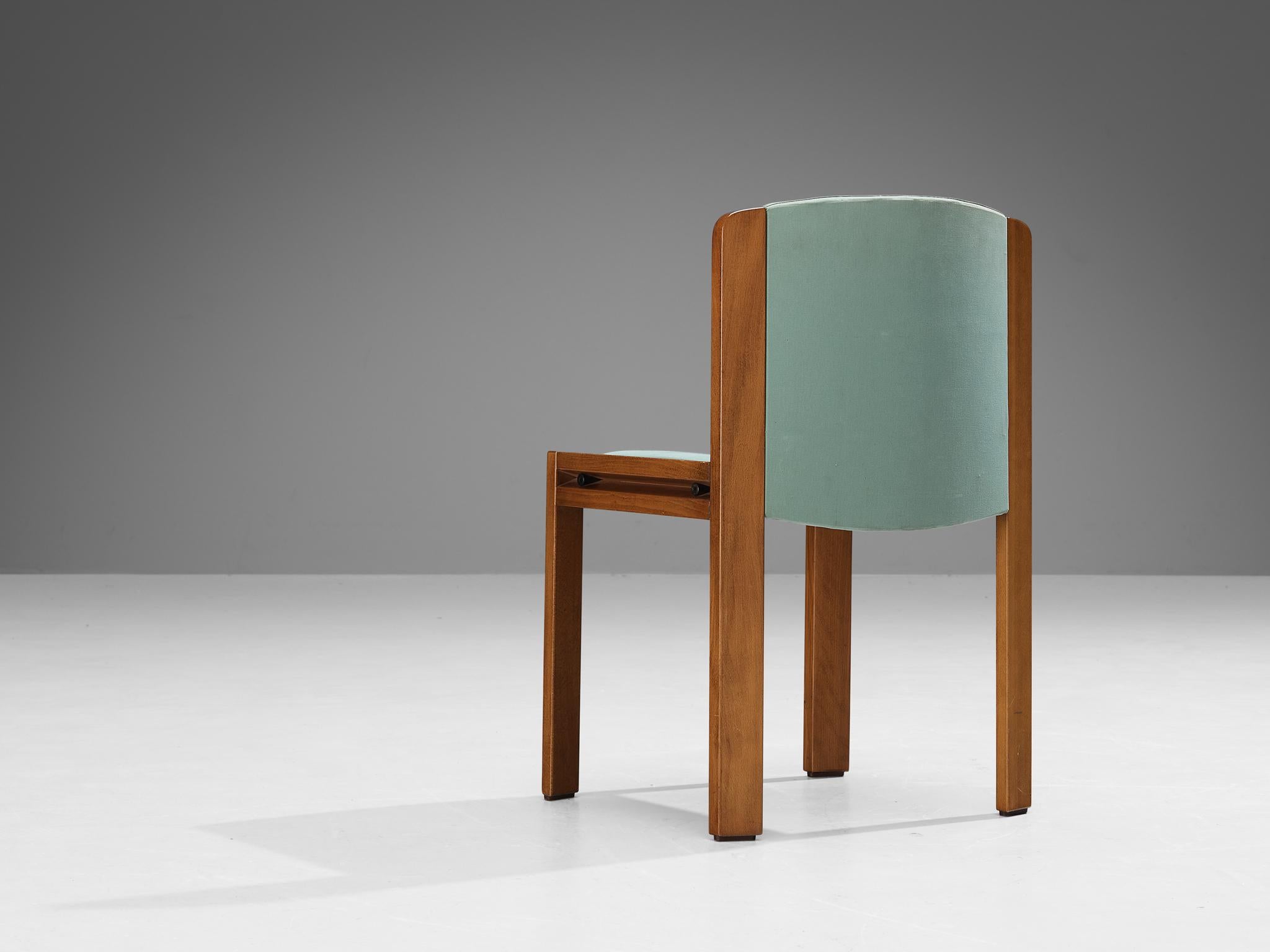 Mid-Century Modern Joe Colombo for Pozzi Set of Six '300' Dining Chairs in Mint Green Fabric