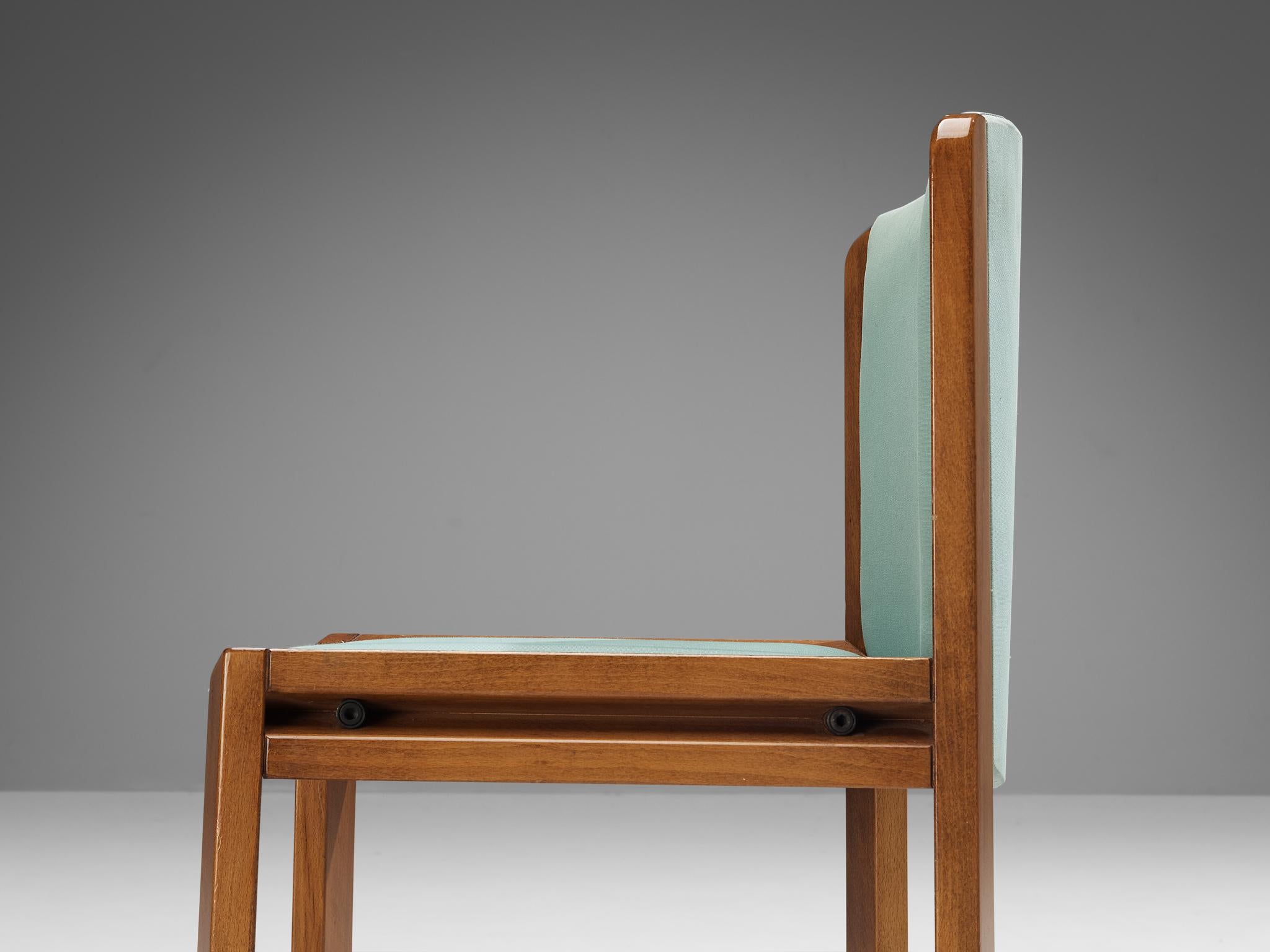 Mid-20th Century Joe Colombo for Pozzi Set of Six '300' Dining Chairs in Mint Green Fabric 