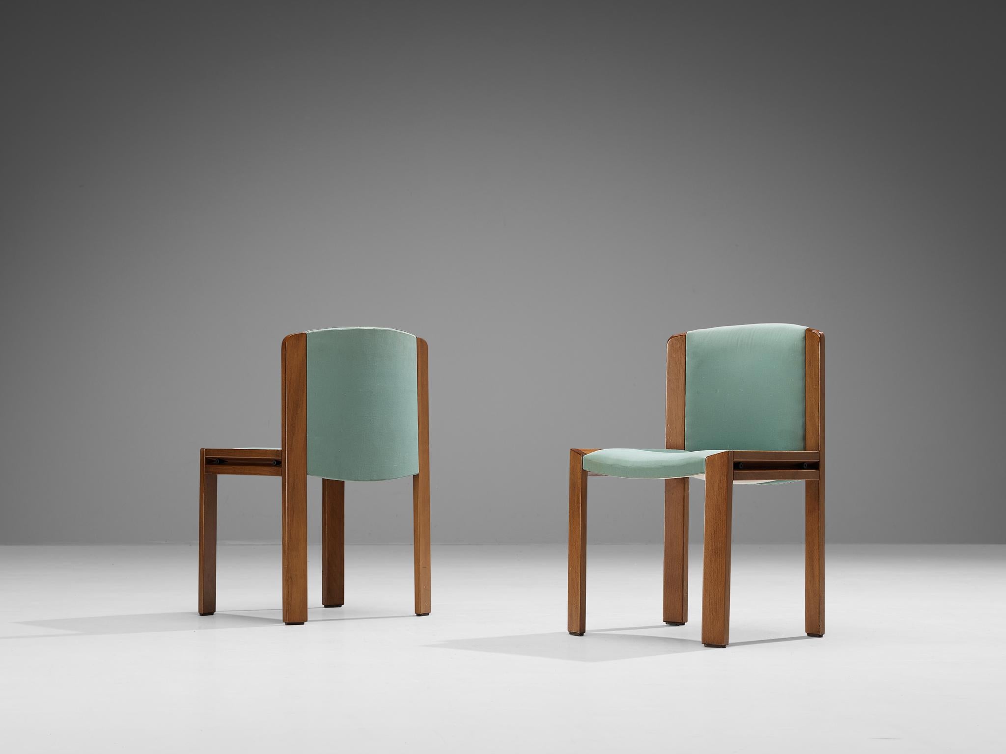 Mid-20th Century Joe Colombo for Pozzi Set of Six '300' Dining Chairs in Mint Green Fabric