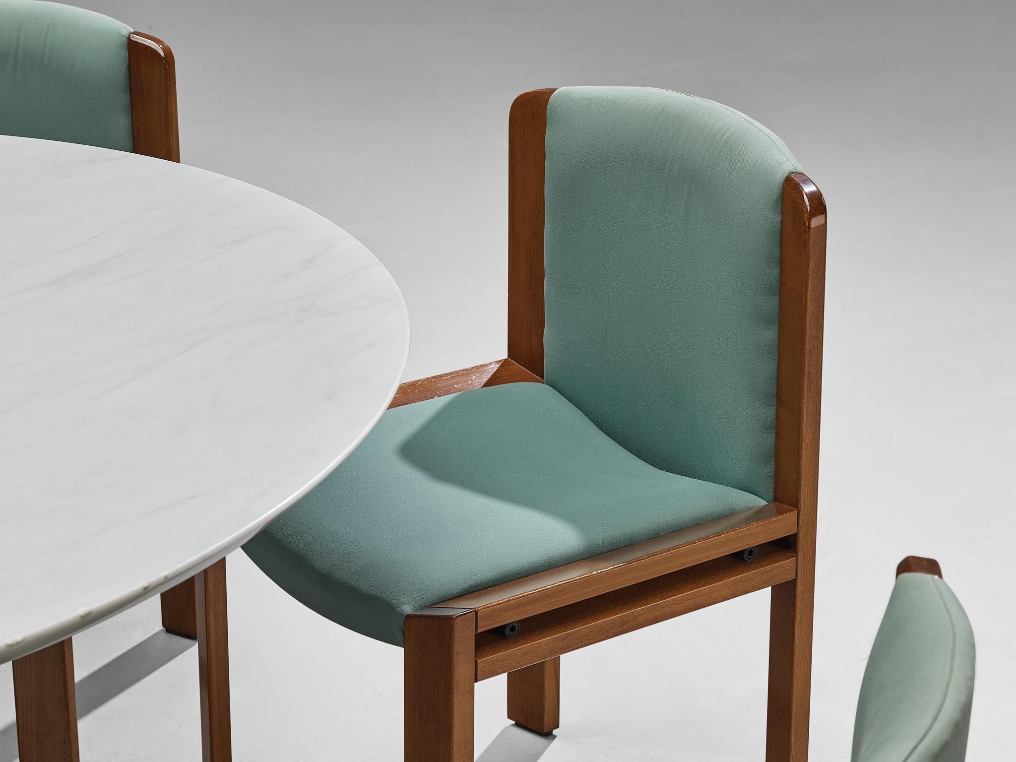 Joe Colombo pour Pozzi - Ensemble de six chaises de salle à manger avec table en marbre italien Bon état à Waalwijk, NL
