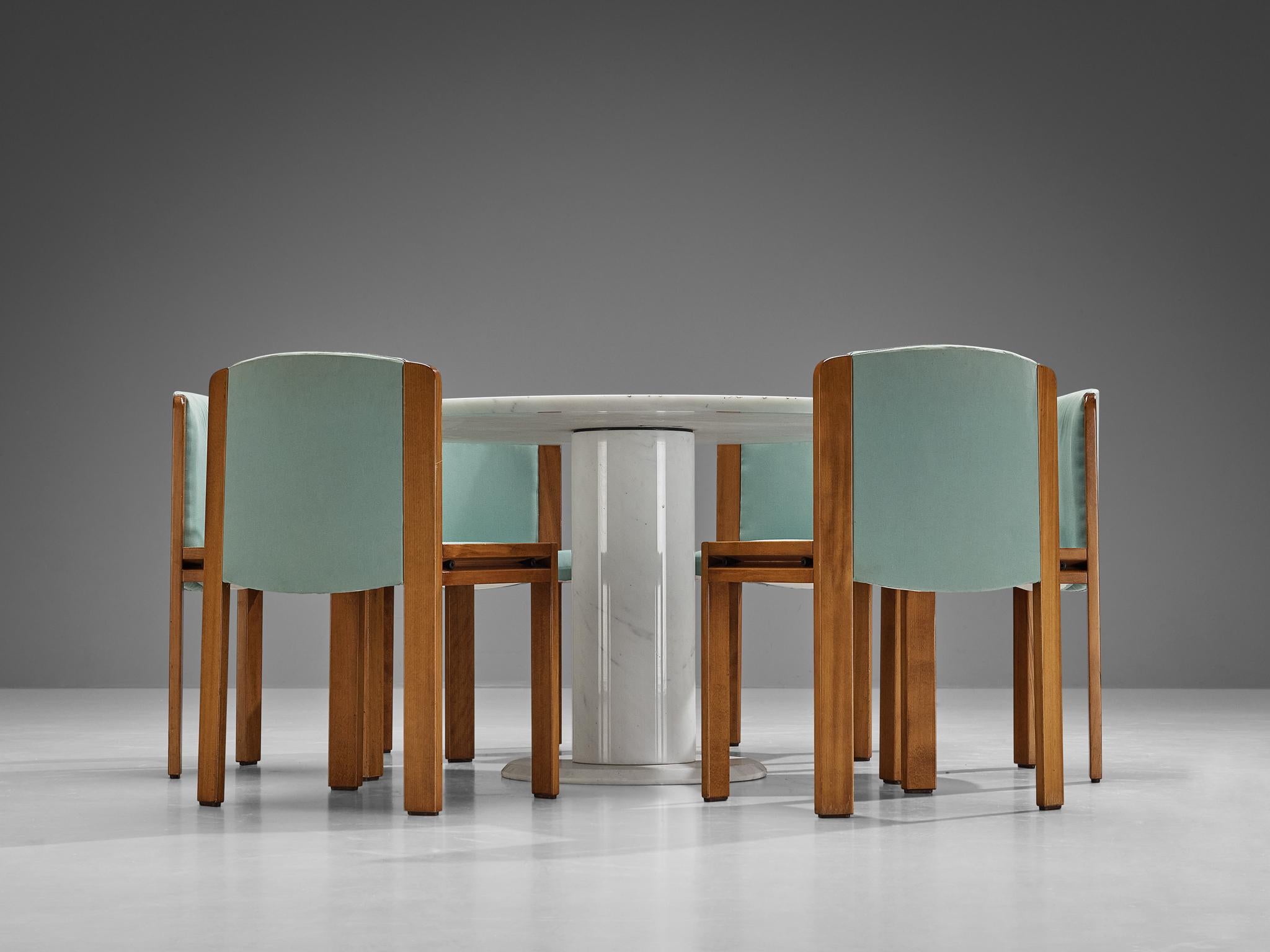 Milieu du XXe siècle Joe Colombo pour Pozzi - Ensemble de six chaises de salle à manger avec table en marbre italien