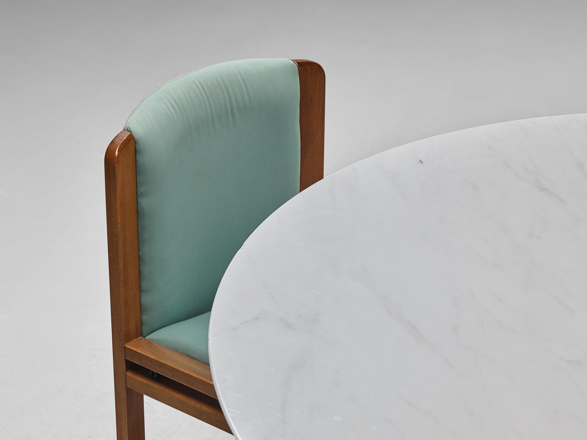 Tissu Joe Colombo pour Pozzi - Ensemble de six chaises de salle à manger avec table en marbre italien