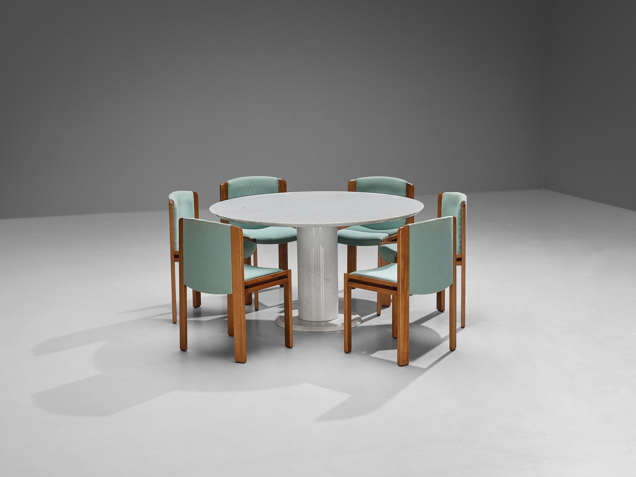 Joe Colombo pour Pozzi - Ensemble de six chaises de salle à manger avec table en marbre italien 1