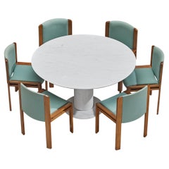 Joe Colombo for Pozzi Set of Six Dining Chairs with Italian Marble Table