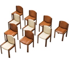 Joe Colombo for Pozzi Set of Ten '300' Dining Chairs in Ash