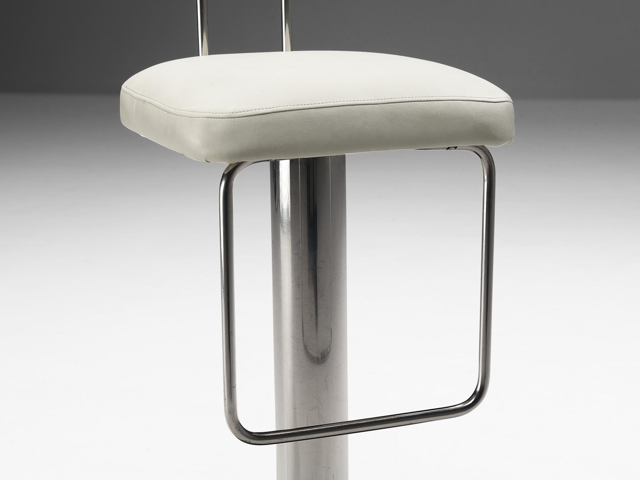 Joe Colombo for Zanotta Pair of Barstools in Leather and Chrome For Sale 3