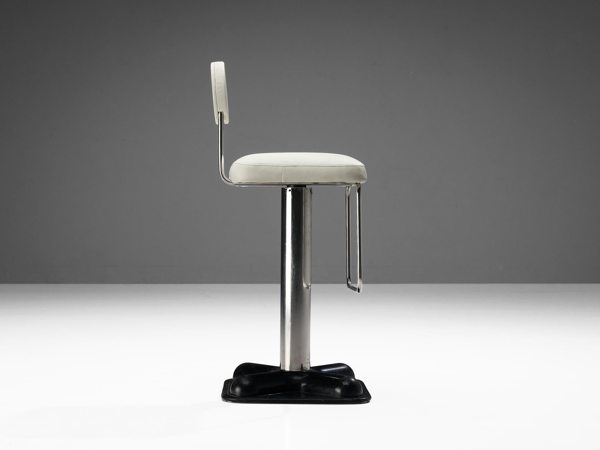 Late 20th Century Joe Colombo for Zanotta Pair of Barstools in Leather and Chrome