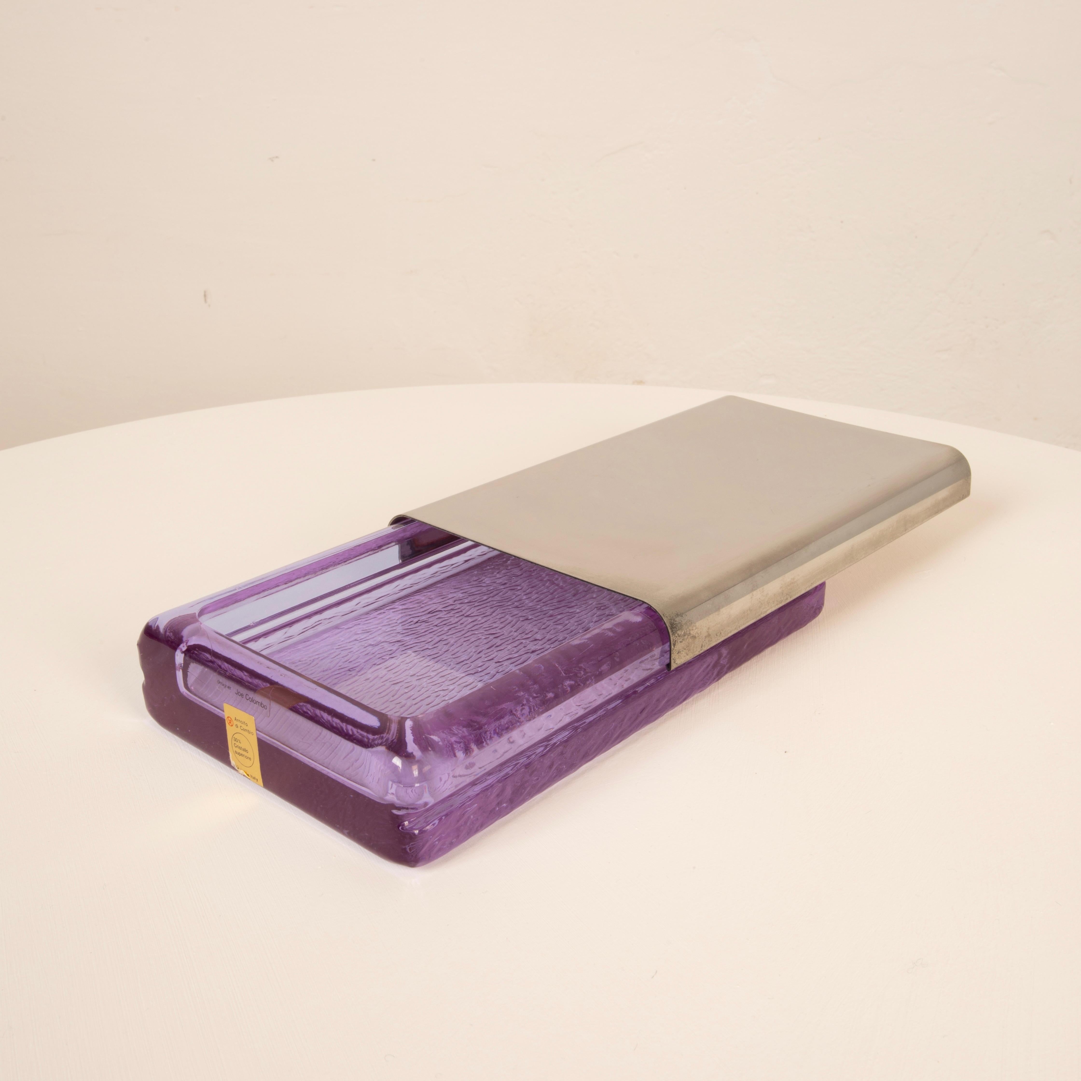 Acier Boîte en verre Joe Colombo, Italie 1970 en vente