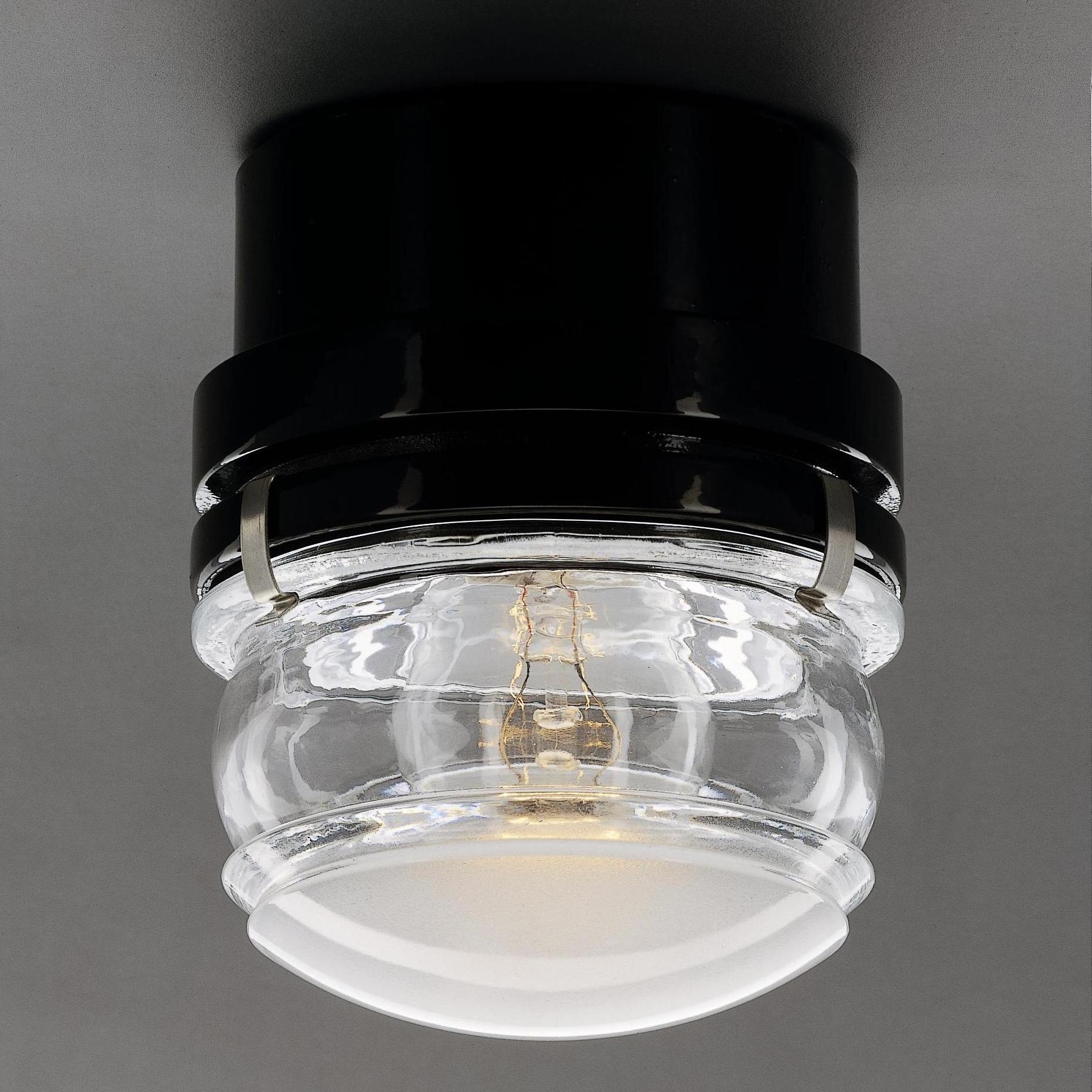 Mid-Century Modern Joe Colombo Inside and Outside Wall and Ceiling Lamp 'Fresnel' Black by Oluce