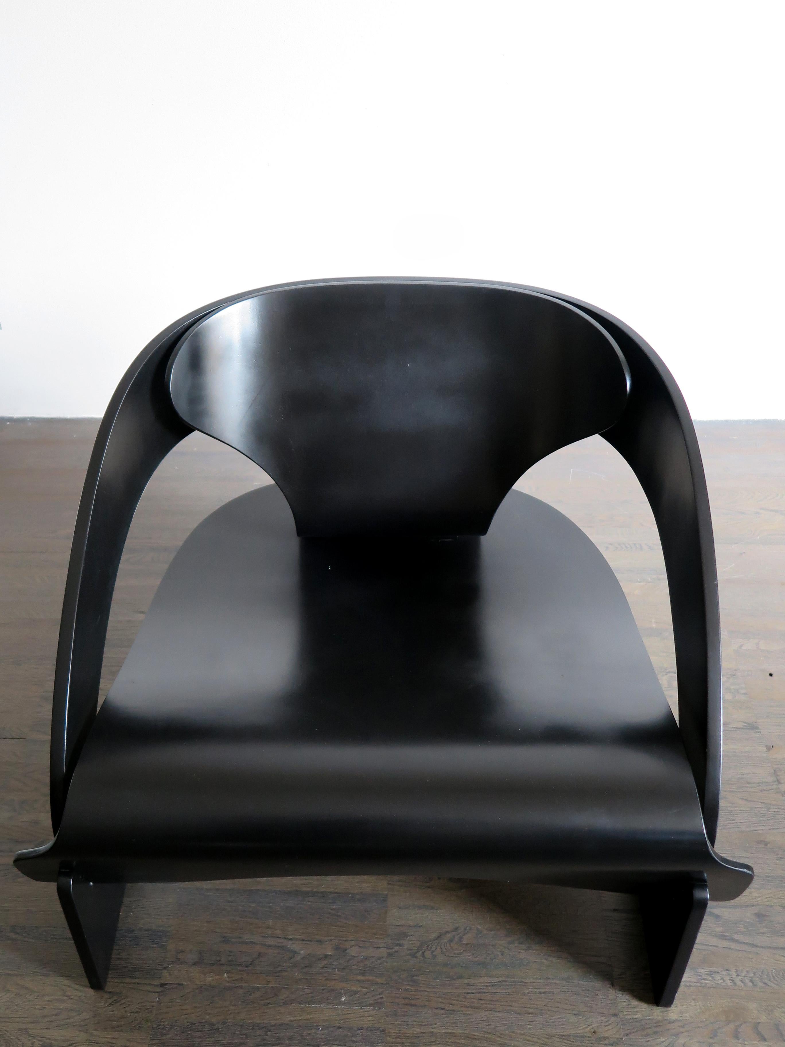 Joe Colombo Italian Black Wood Armchair for for Kartell, 1963 4