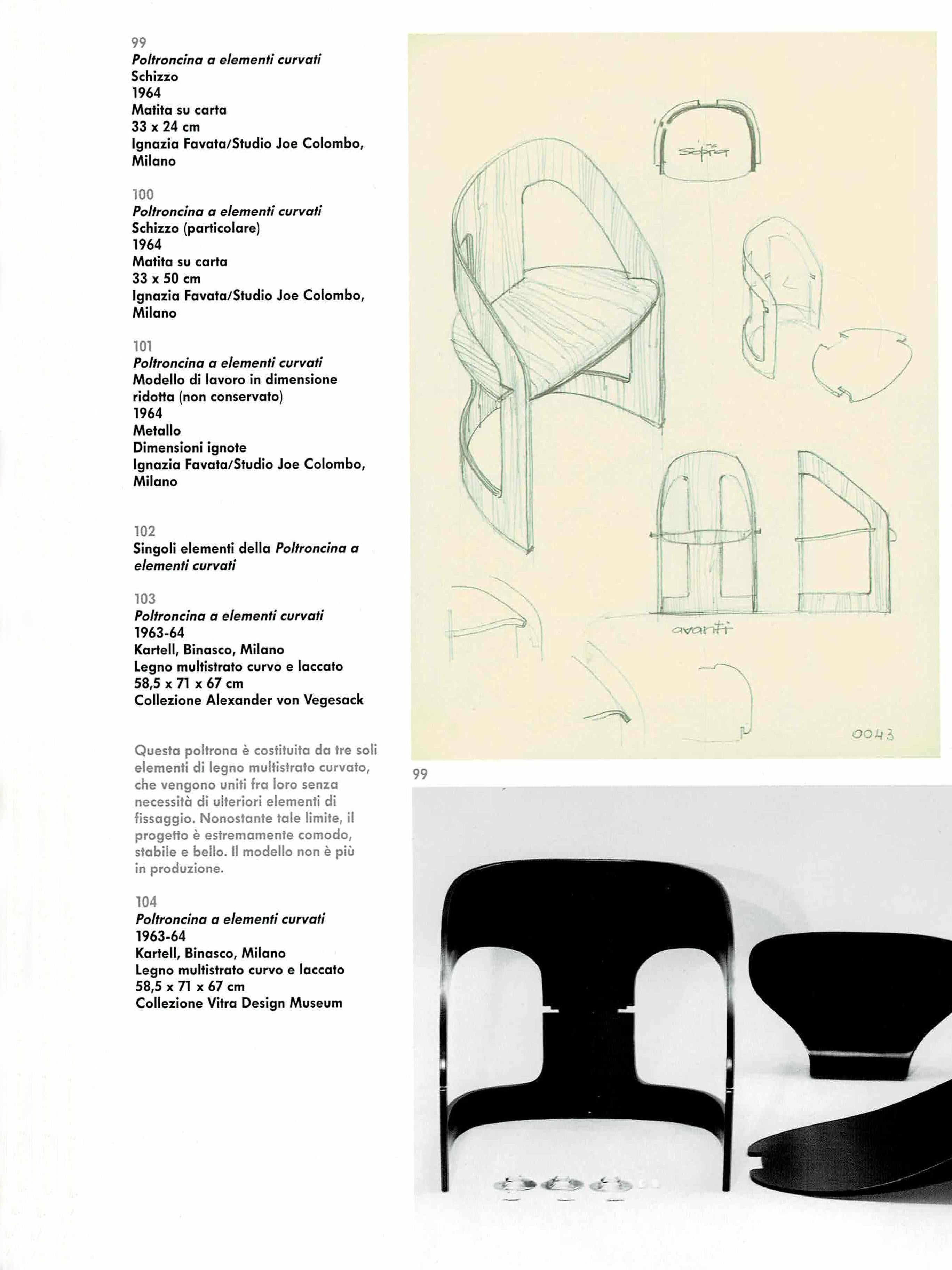 Joe Colombo Italian Black Wood Armchair for for Kartell, 1963 13