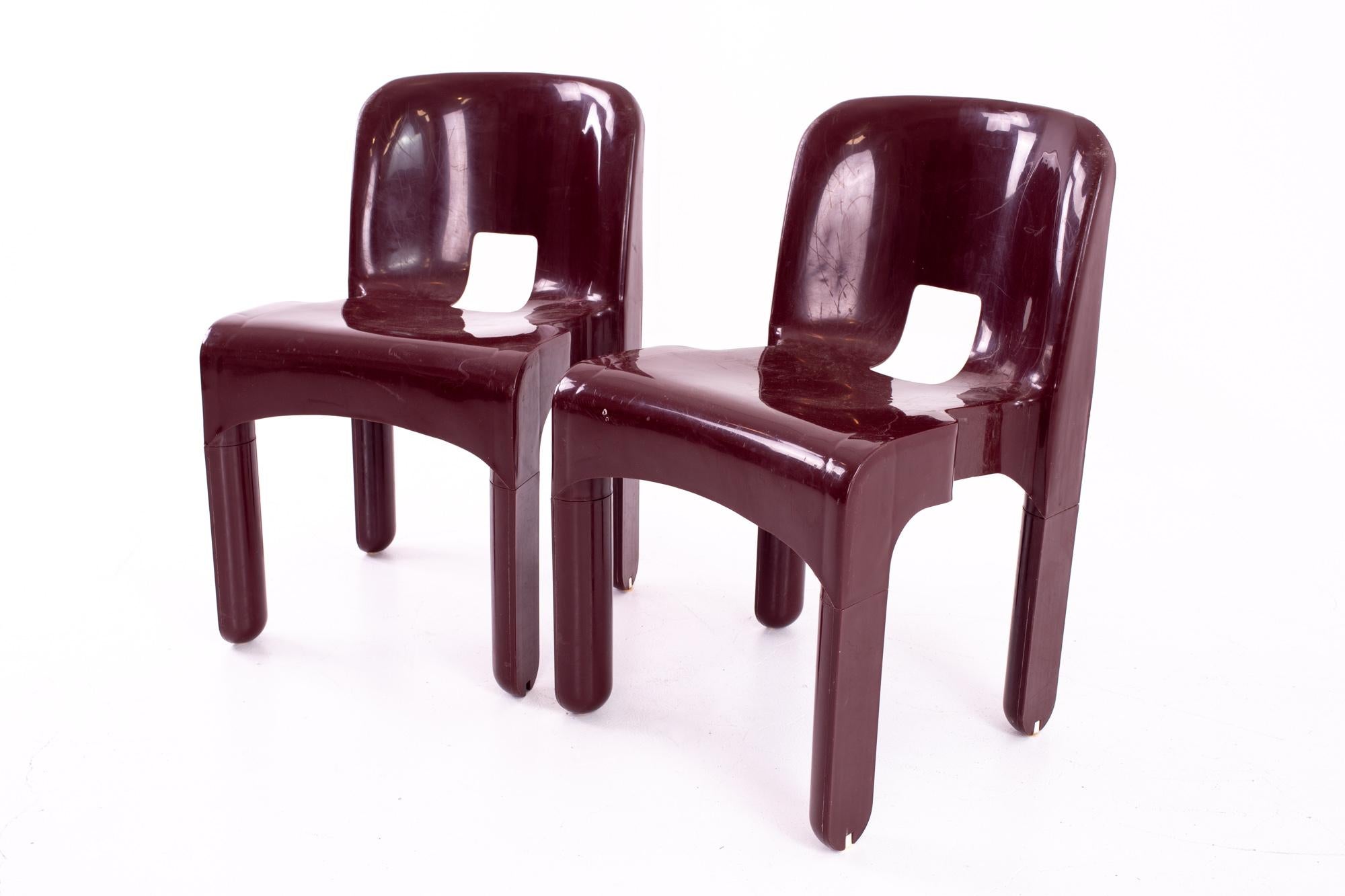 Mid-Century Modern Joe Colombo Kartell Mid Century Plastic Chairs, Pair