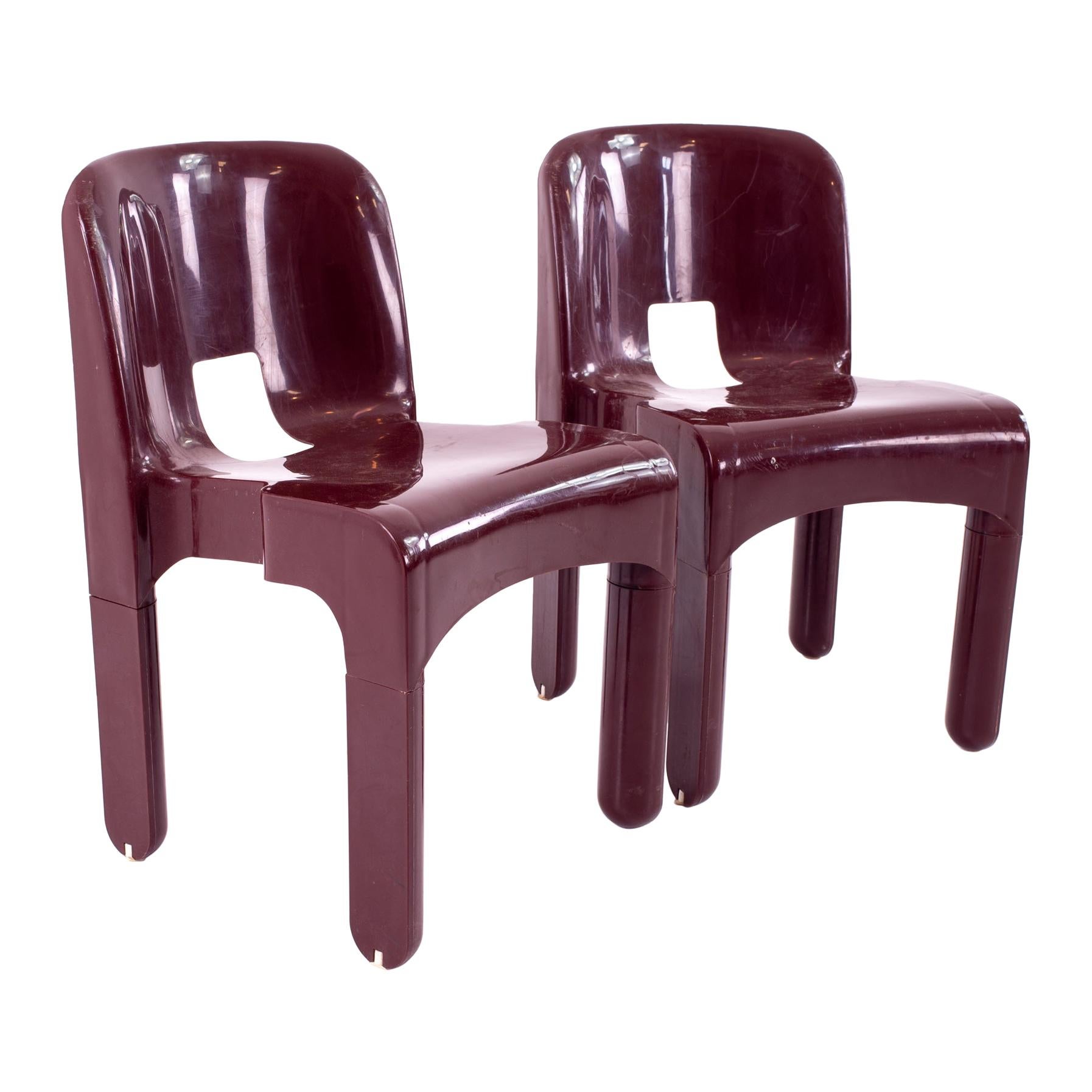 Joe Colombo Kartell Mid Century Plastic Chairs, Pair