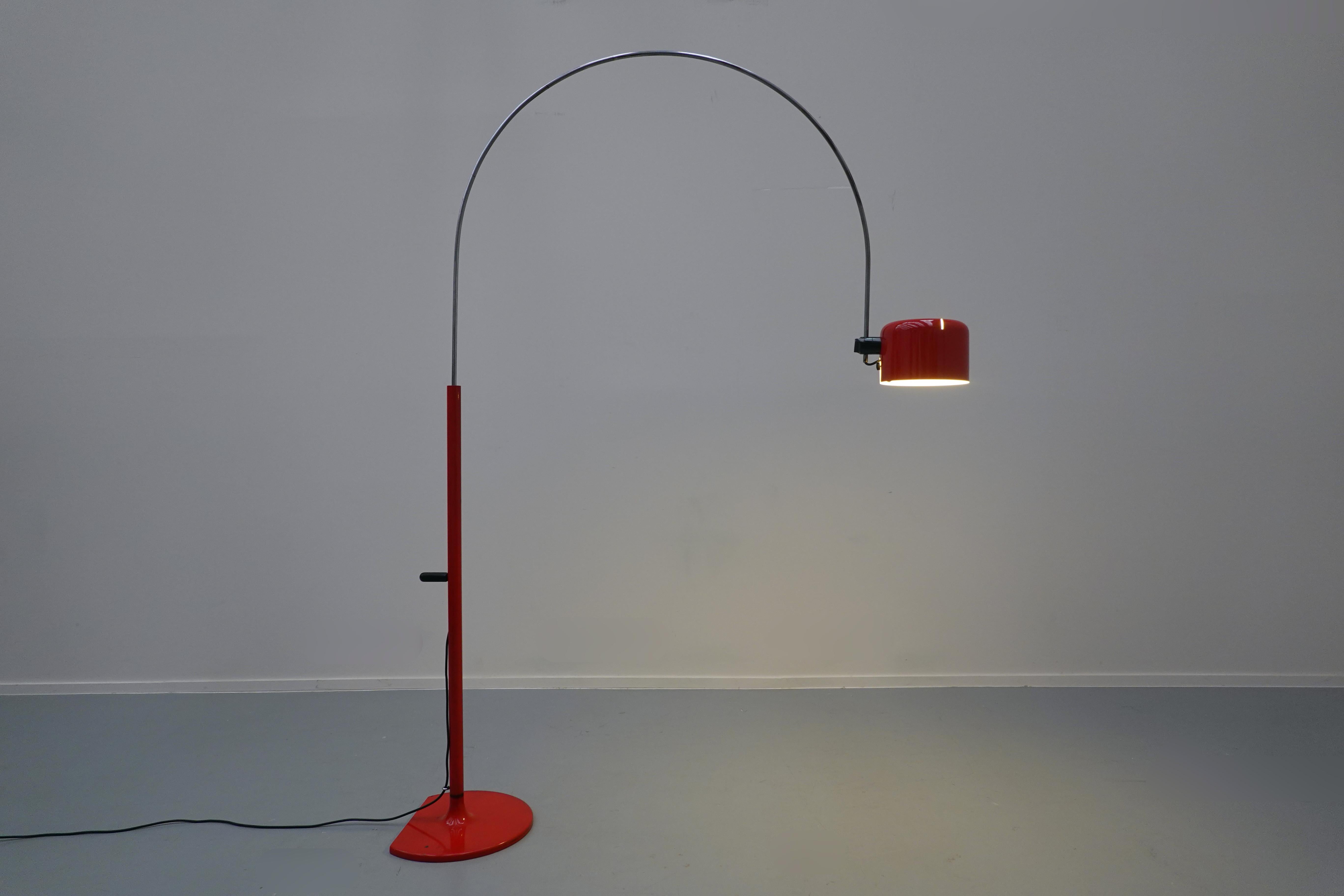 Metal Joe Colombo Large Arched Coupe Floor Lamp for Oluce, 1970s