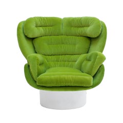 Joe Colombo Mid-Century Modern Green Velvet "Elda" Italian Lounge Chair