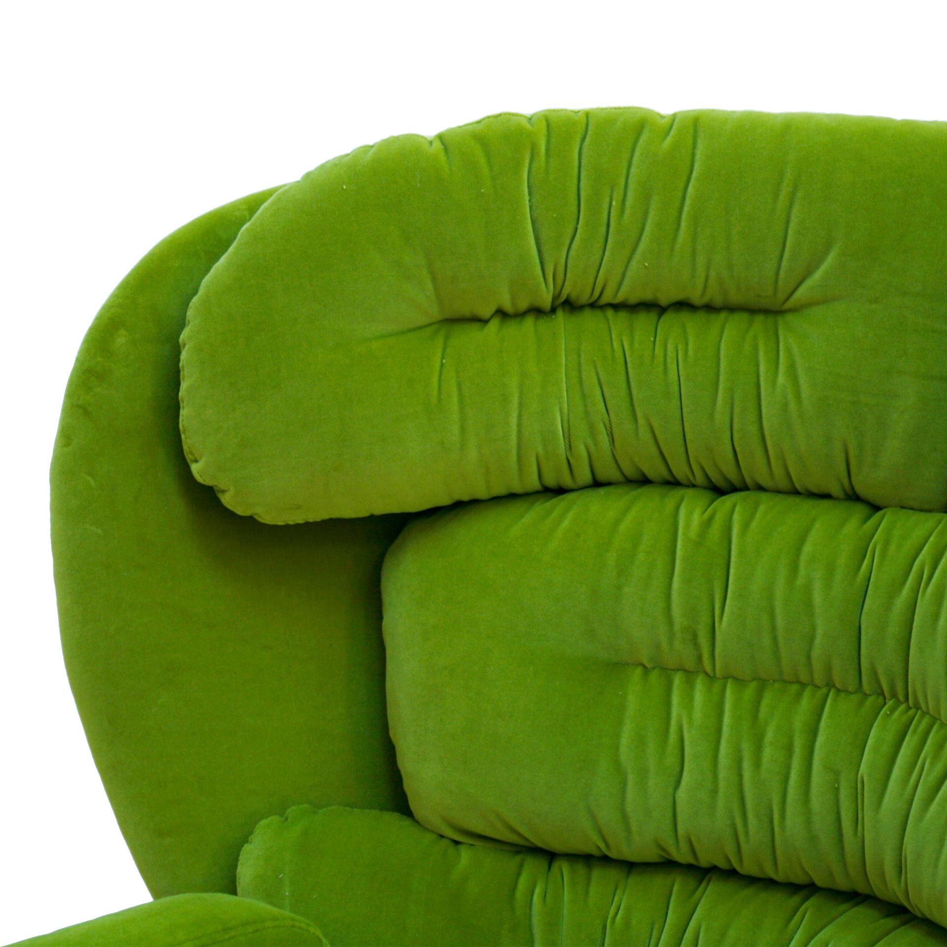 Joe Colombo Mid-Century Modern Green Velvet 
