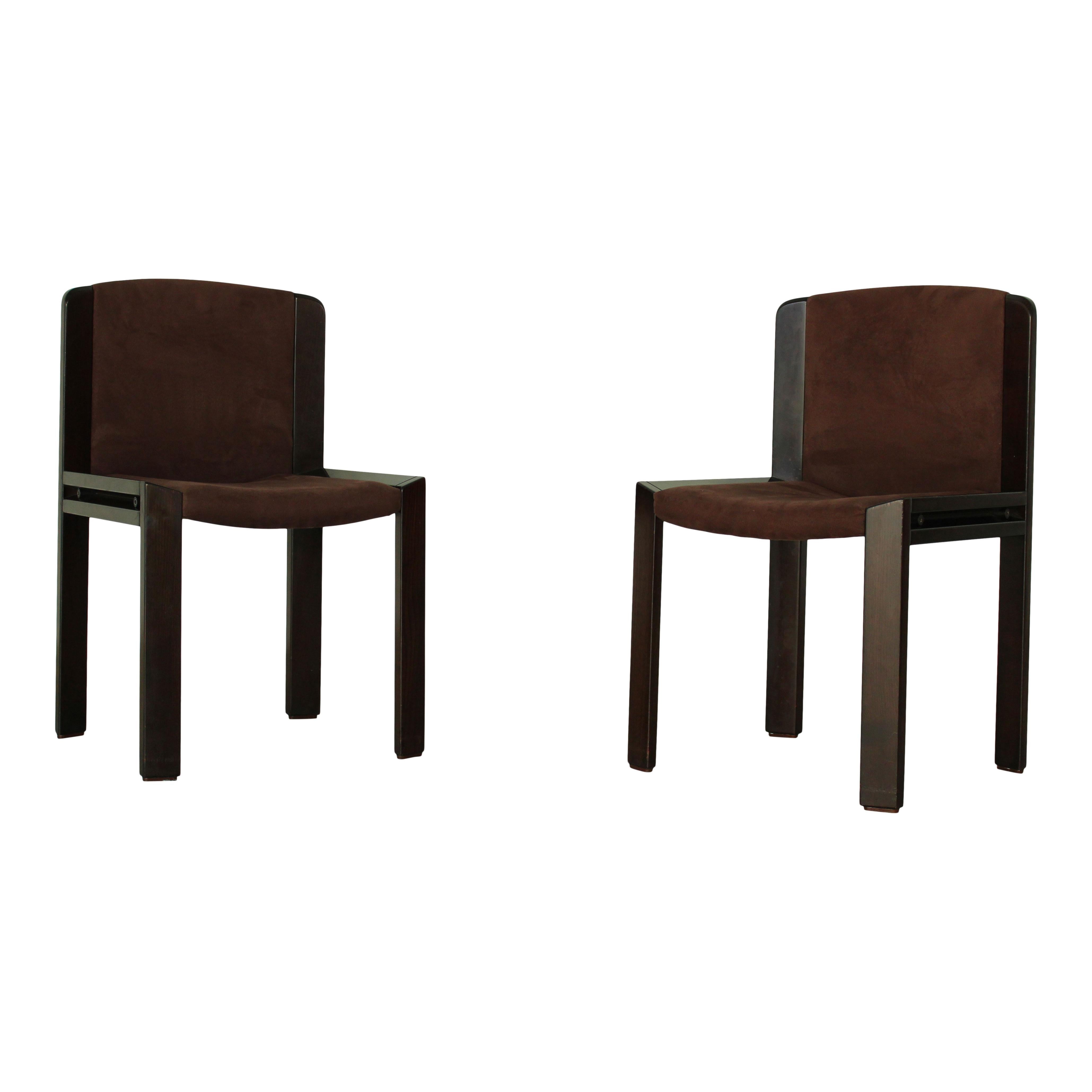 Joe Colombo Midcentury Walnut Model 300 Dining Chair for Pozzi, 1966, Set of 4 For Sale 3