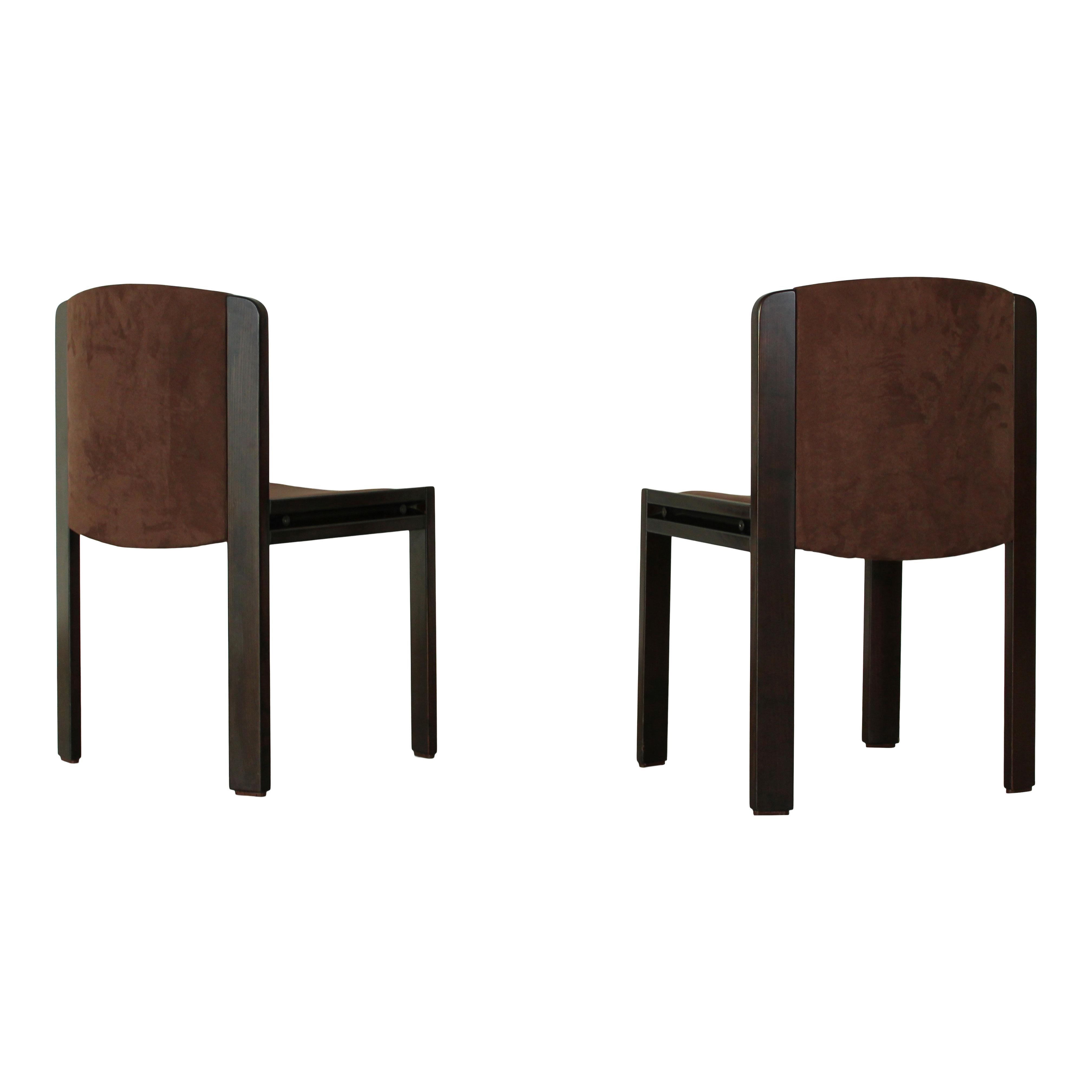 Joe Colombo Midcentury Walnut Model 300 Dining Chair for Pozzi, 1966, Set of 4 For Sale 4