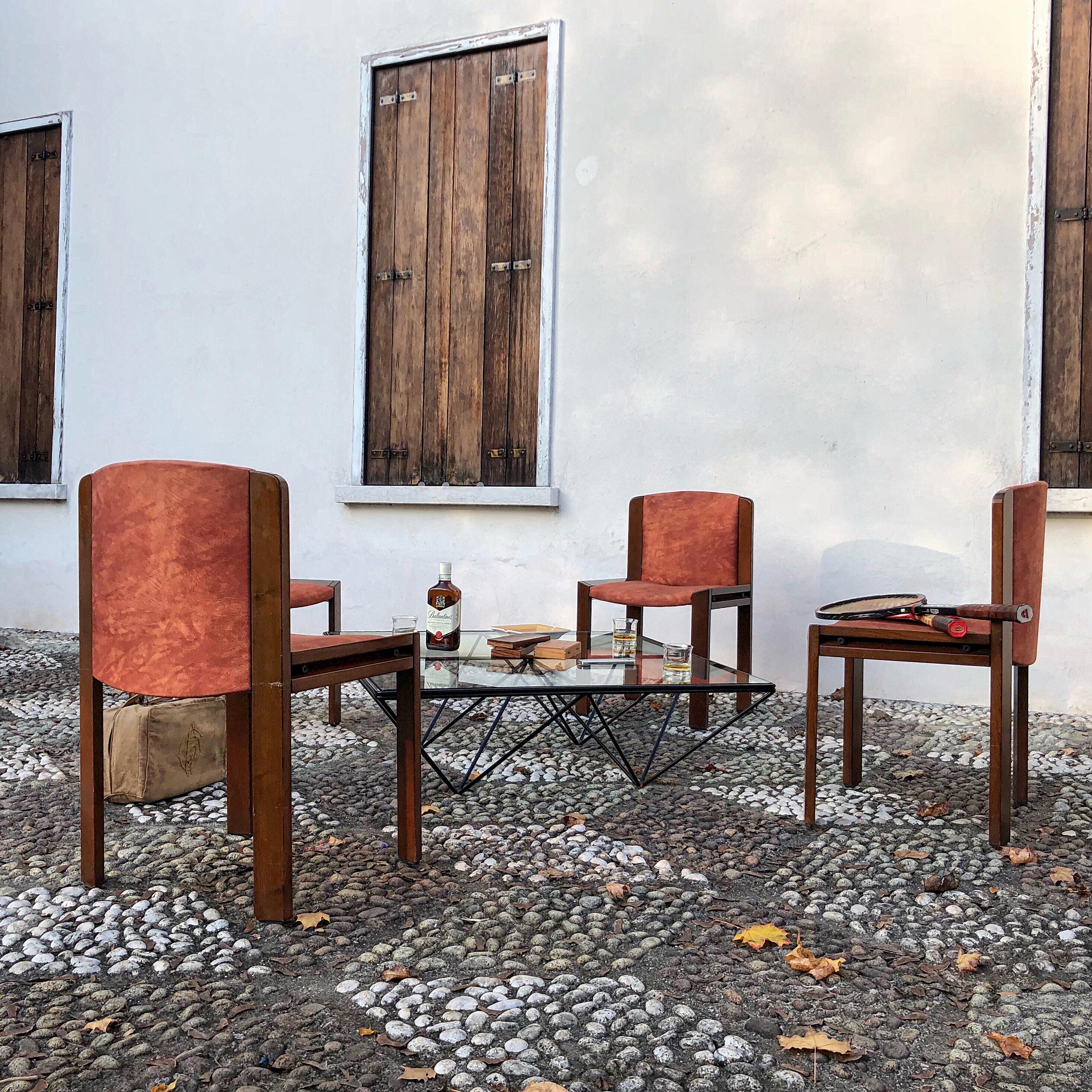 Joe Colombo Midcentury Walnut Model 300 Dining Chair for Pozzi, 1966, Set of 4 13