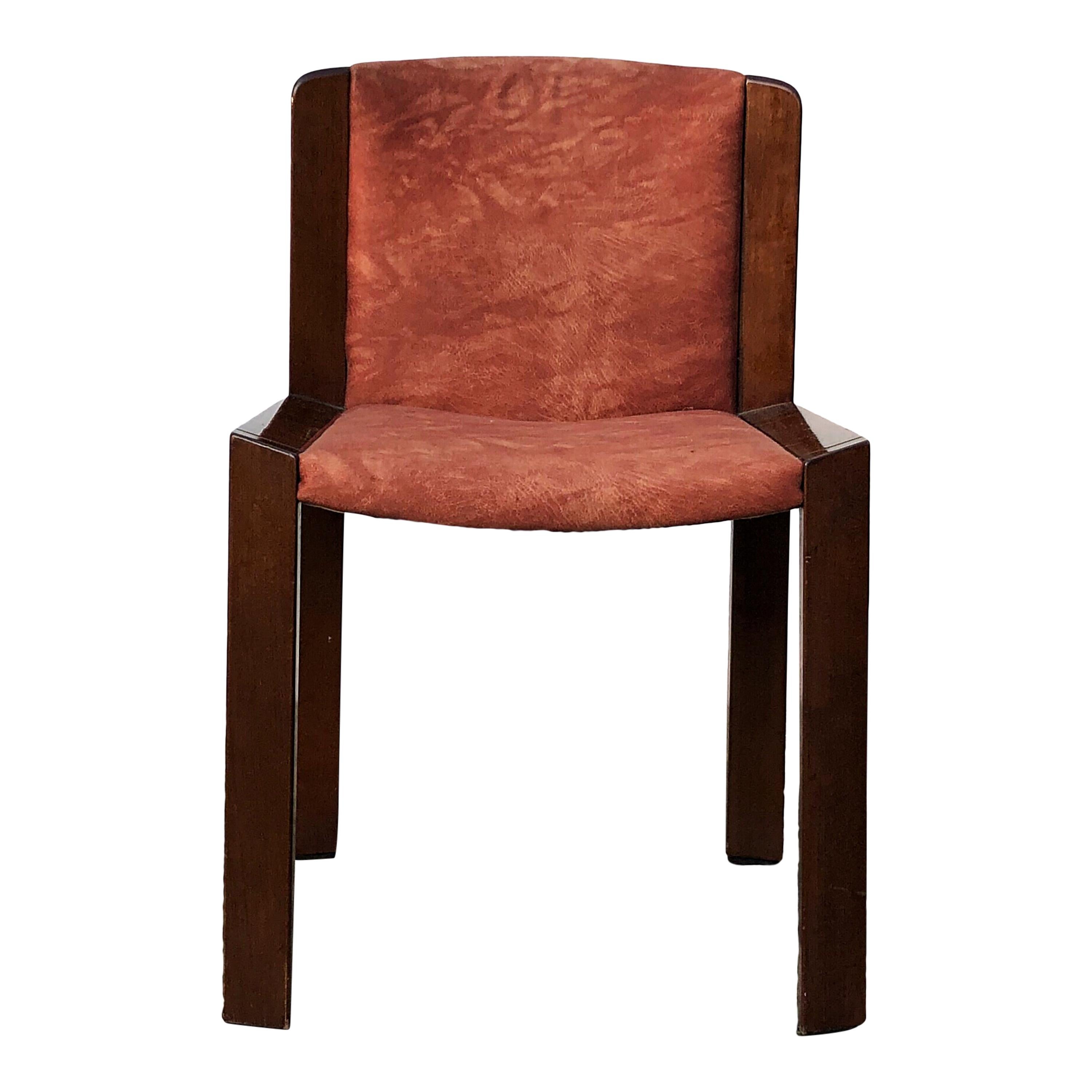 Mid-Century Modern Joe Colombo Midcentury Walnut Model 300 Dining Chair for Pozzi, 1966, Set of 4