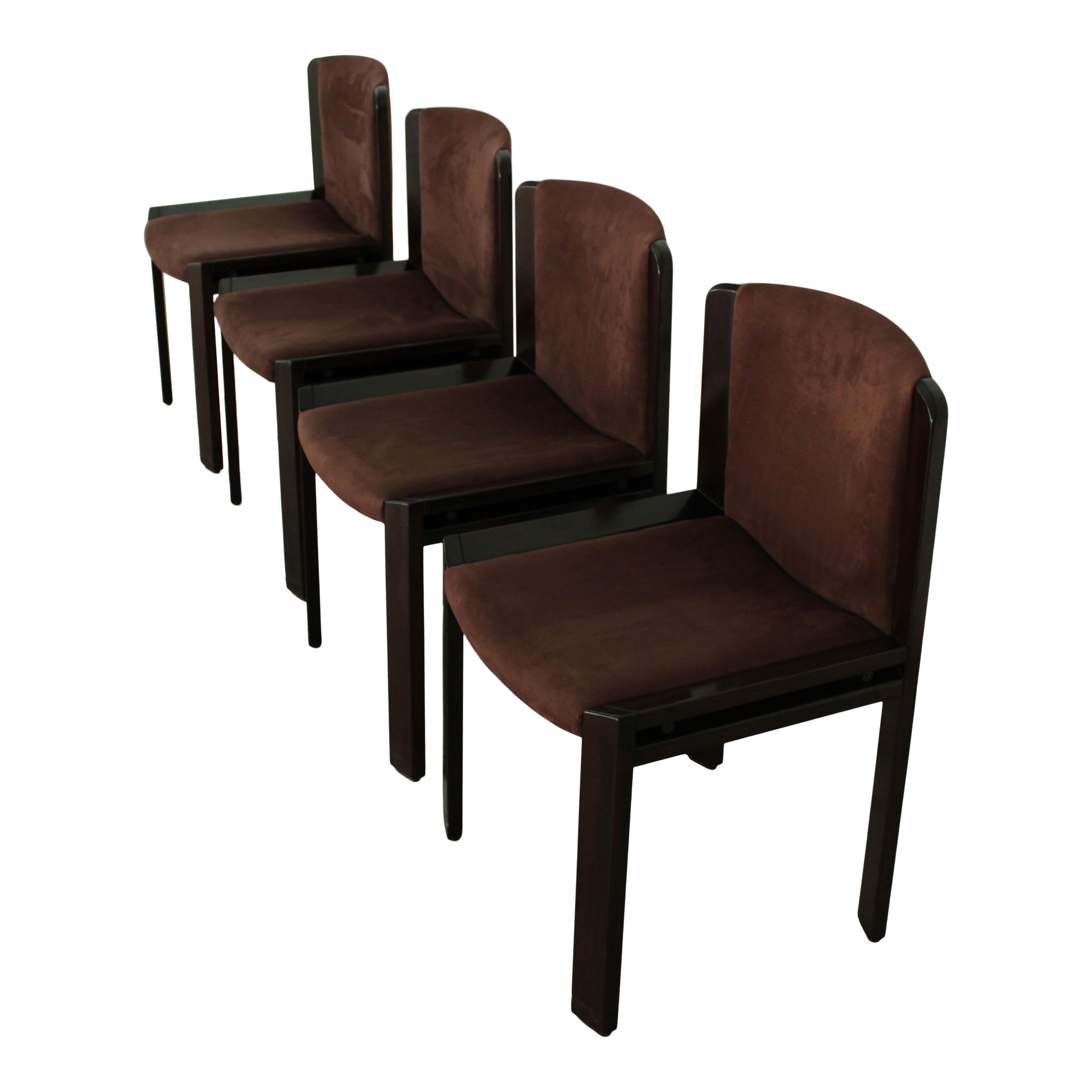 Mid-Century Modern Joe Colombo Midcentury Walnut Model 300 Dining Chair for Pozzi, 1966, Set of 4 For Sale