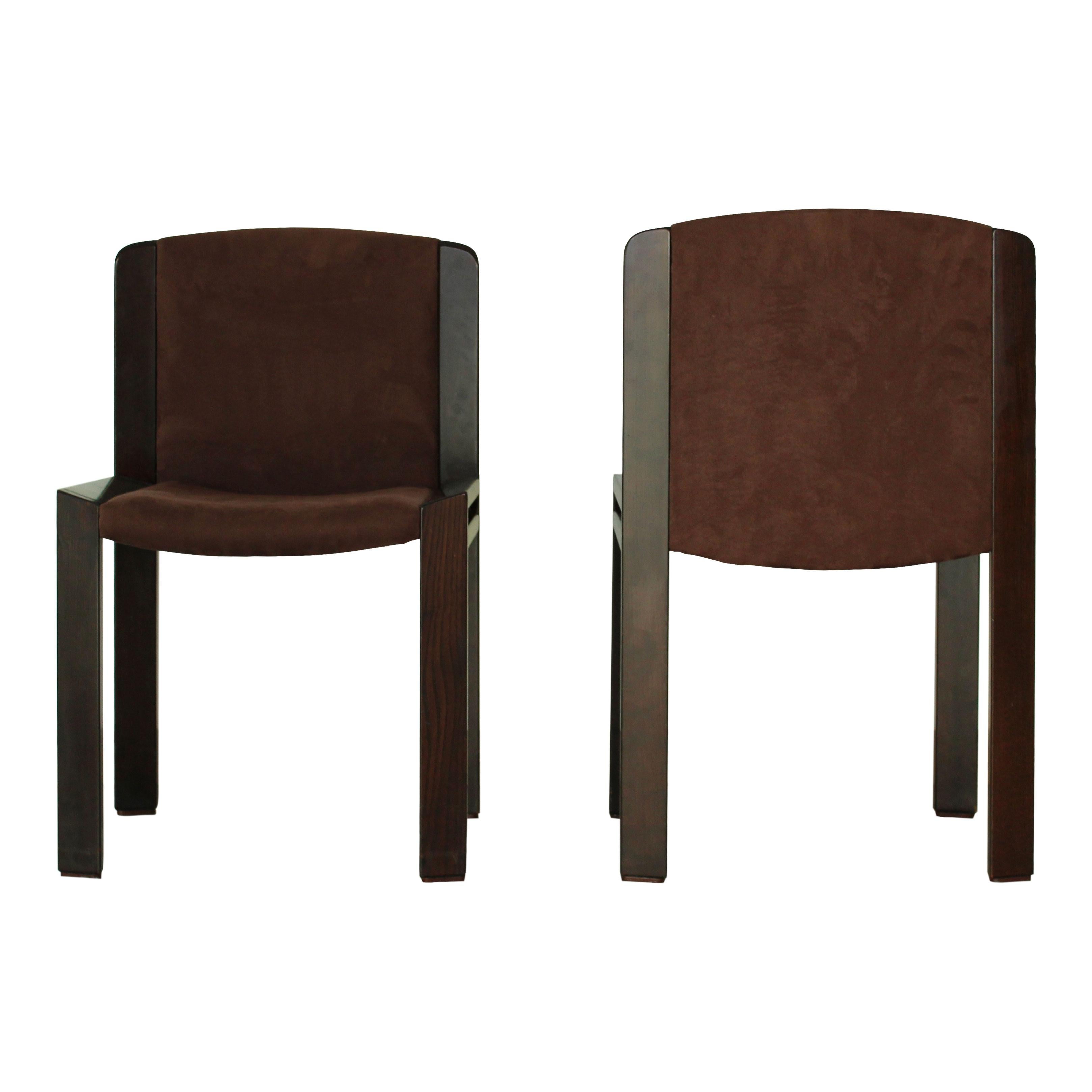 Joe Colombo Midcentury Walnut Model 300 Dining Chair for Pozzi, 1966, Set of 4 For Sale 2