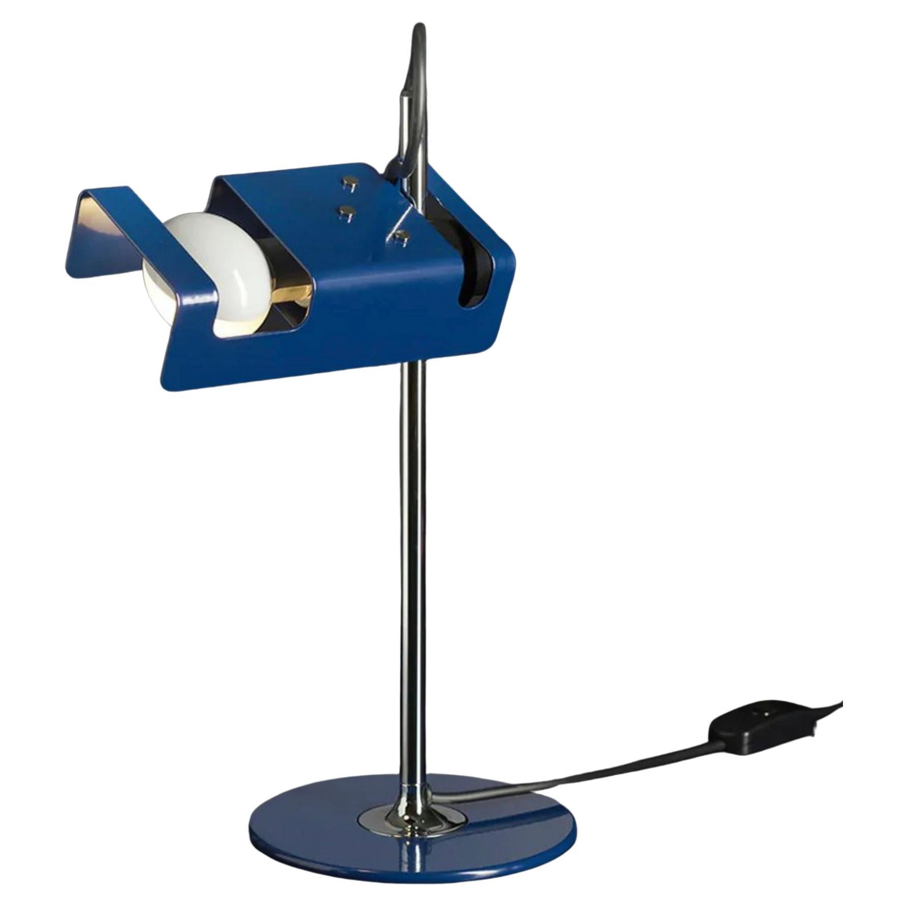 Joe Colombo 'Mini Spider' Table Lamp by Oluce, Blue Metal, Mid-Century