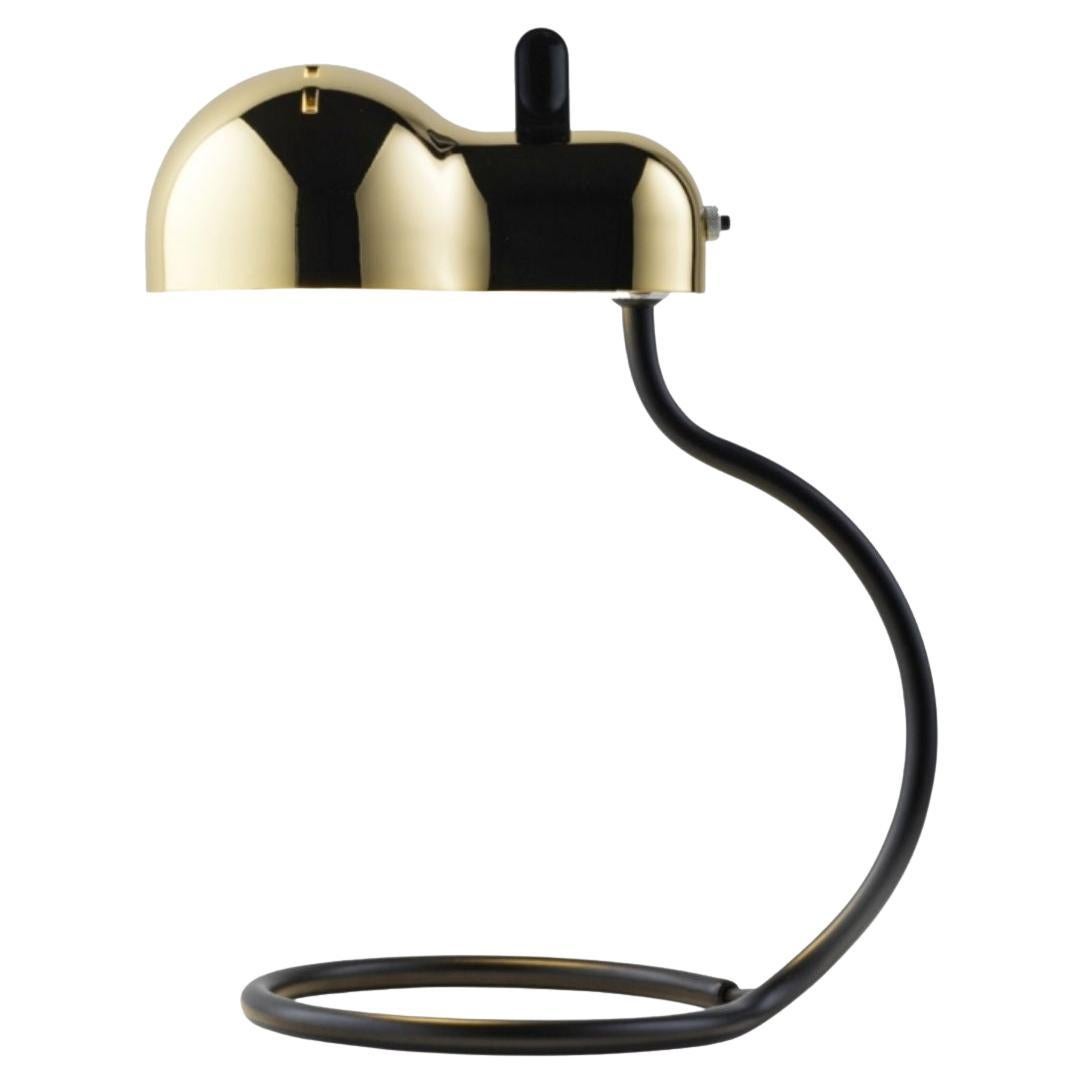 Joe Colombo 'Minitopo' Tischlampe in Gold und Schwarz für Stilnovo