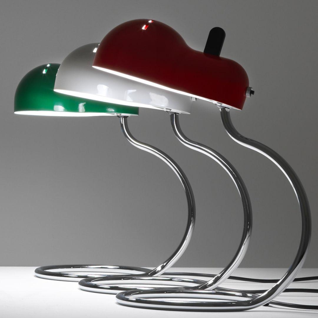 Italian Joe Colombo 'Minitopo' Table Lamp in Green and Chrome for Stilnovo For Sale