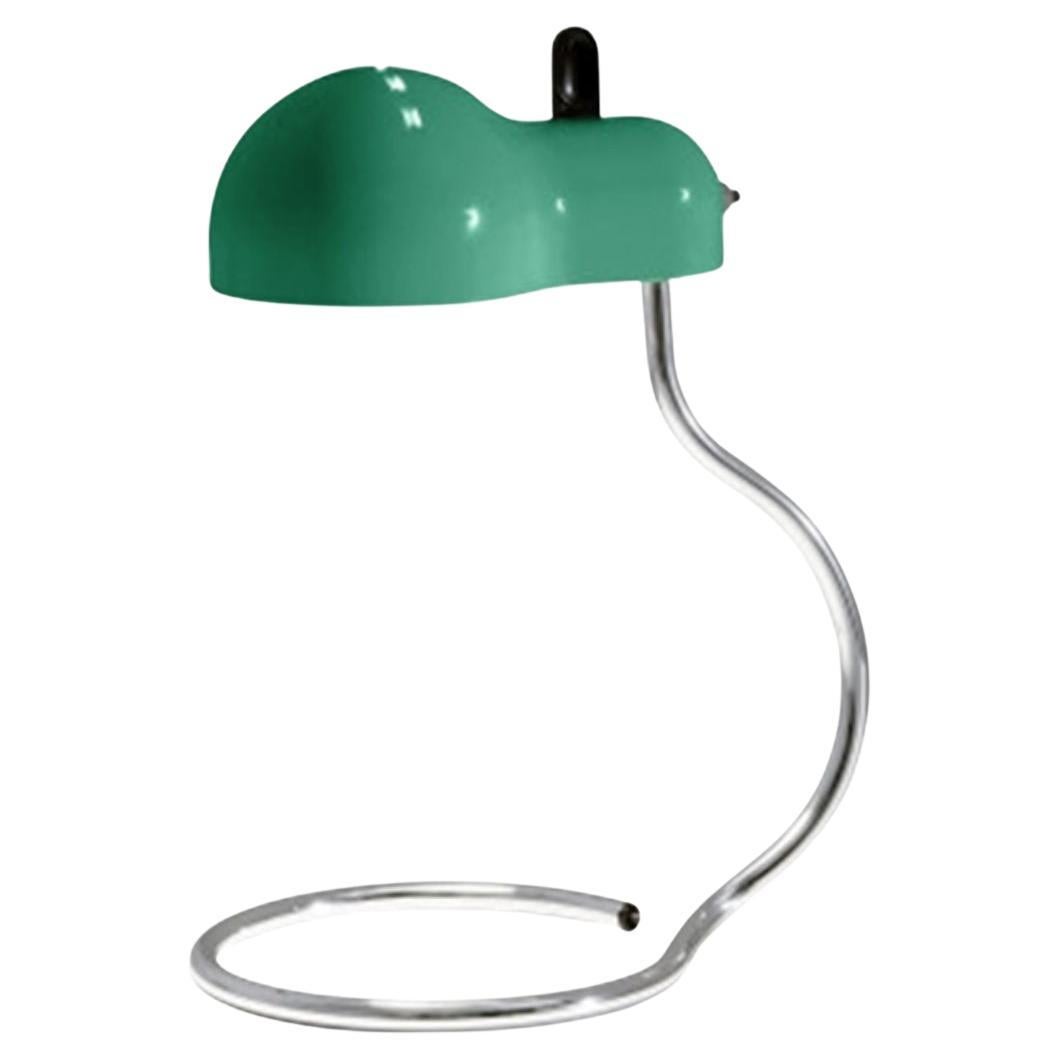 Joe Colombo 'Minitopo' Tischlampe in Grün und Chrom für Stilnovo