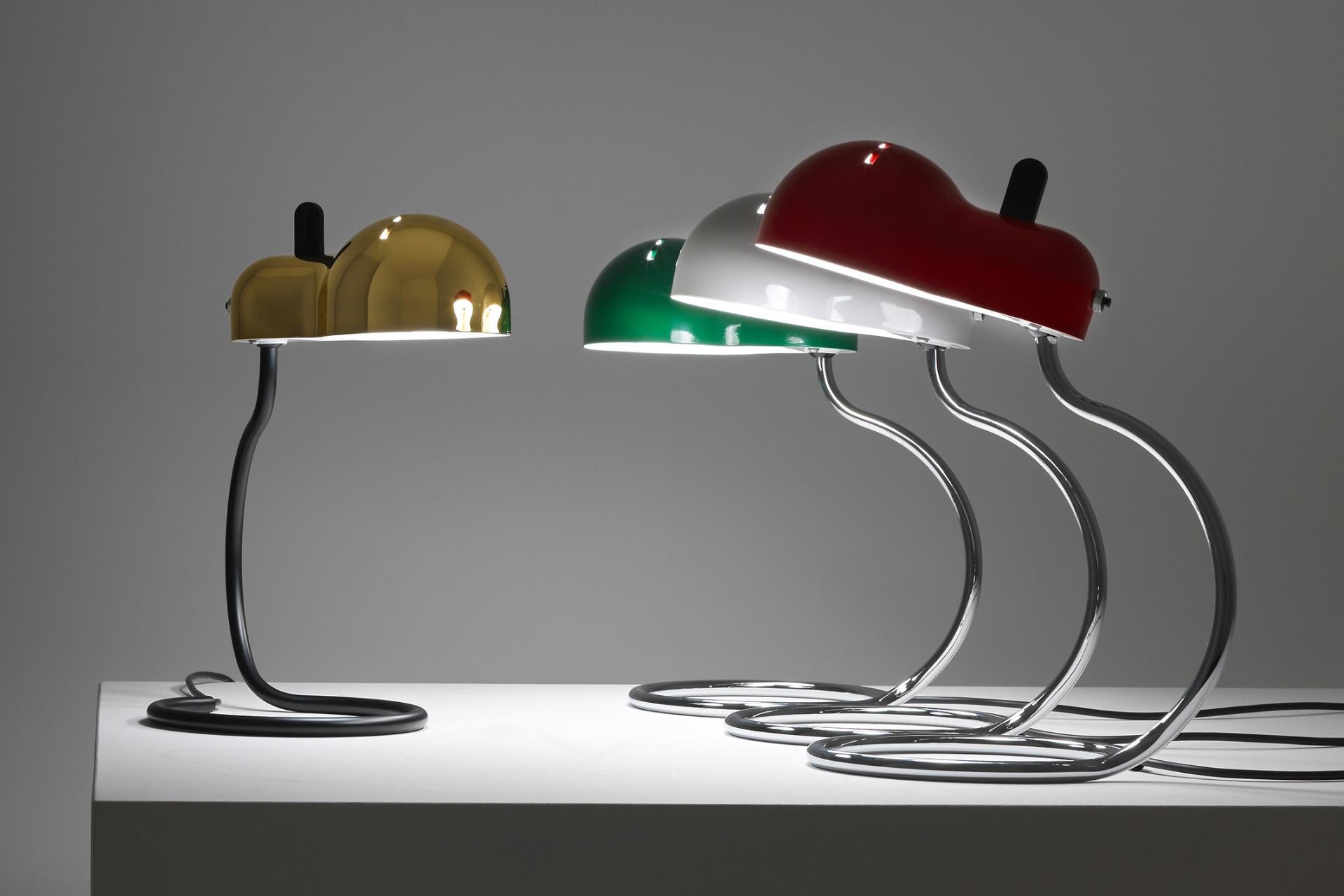 XXIe siècle et contemporain Lampe de bureau Minitopo en blanc et chrome de Joe Colombo pour Stilnovo en vente