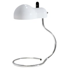 Joe Colombo 'Minitopo' Table Lamp in White and Chrome for Stilnovo