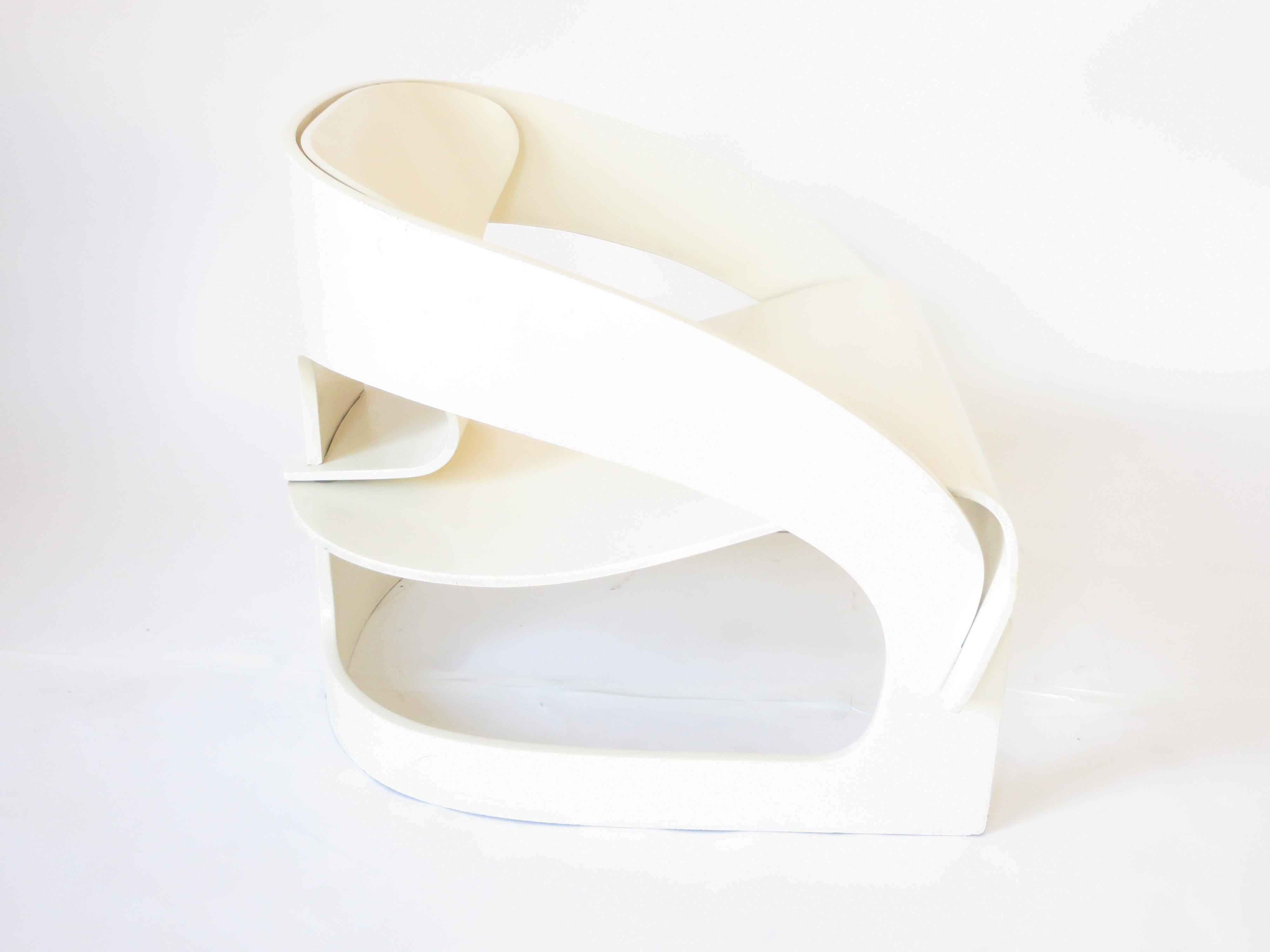 Italian Joe Colombo Model 4801 White Lacquered Plywood Chair Kartell, 1965