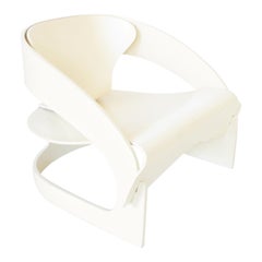Joe Colombo Model 4801 White Lacquered Plywood Chair Kartell, 1965