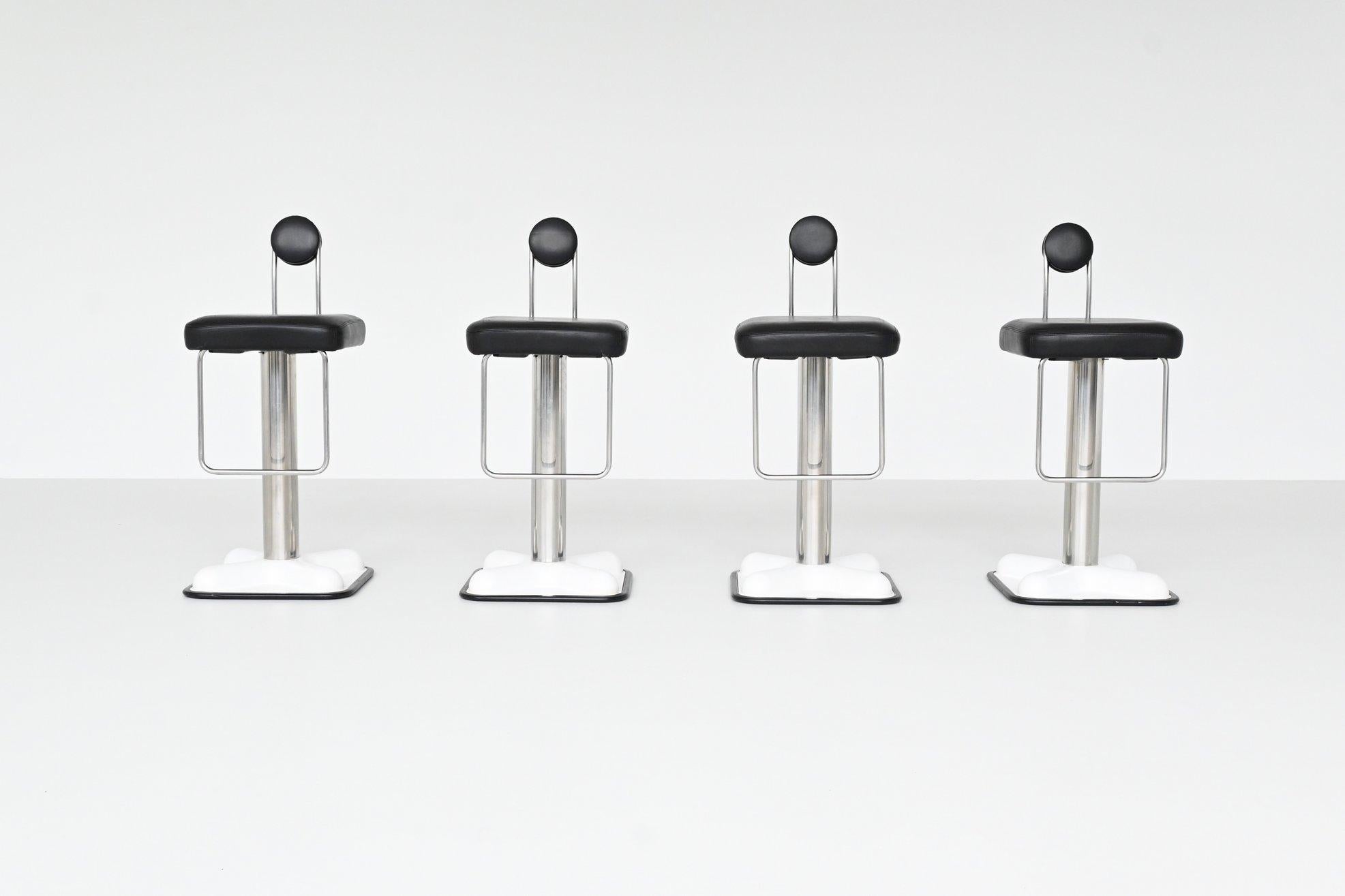 Mid-Century Modern Joe Colombo model Birillo set of four bar stools Zanotta Italy 1971