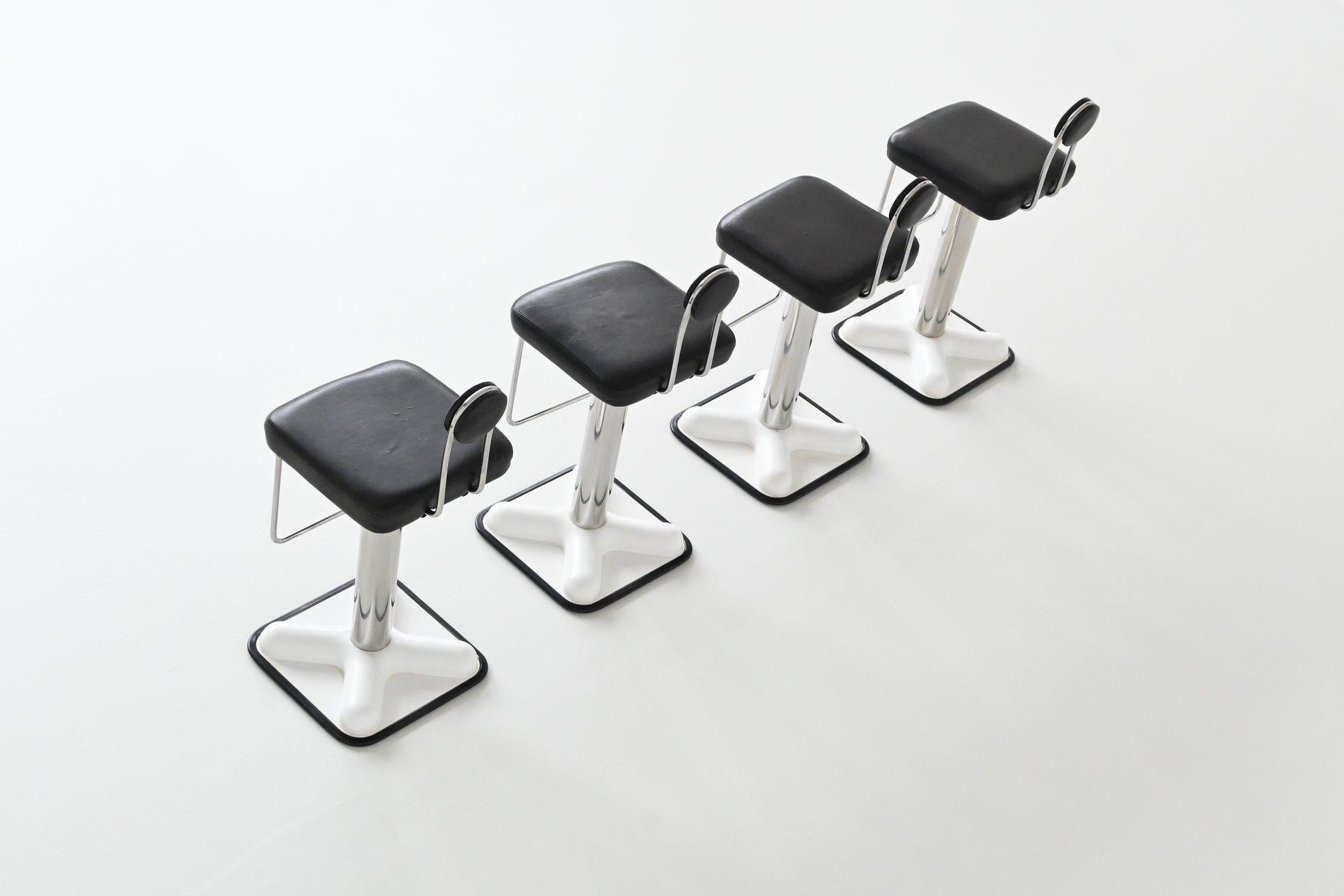 Joe Colombo model Birillo set of four bar stools Zanotta Italy 1971 In Good Condition In Etten-Leur, NL